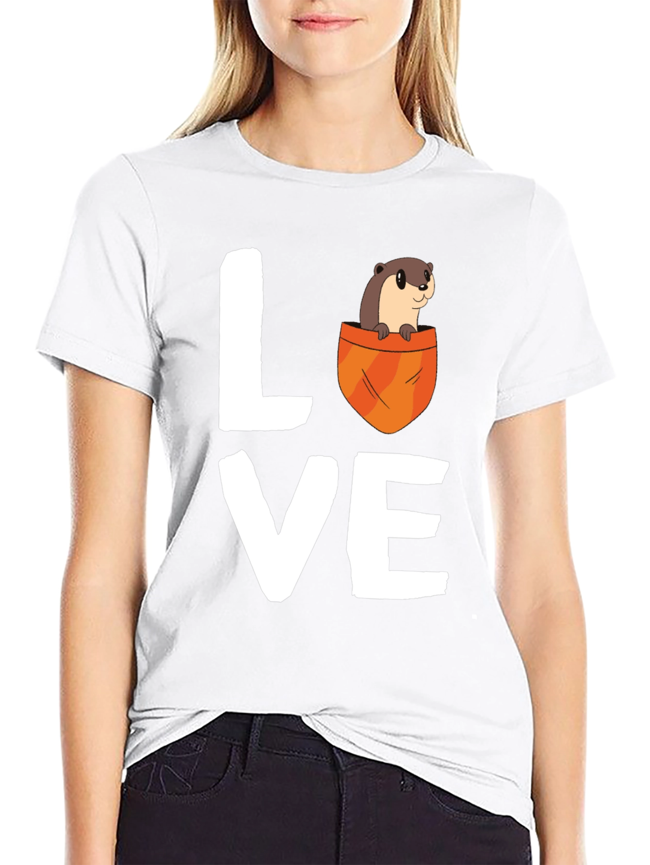 Black Otter Love Graphic T-Shirt - Unisex Cotton Tee view 9