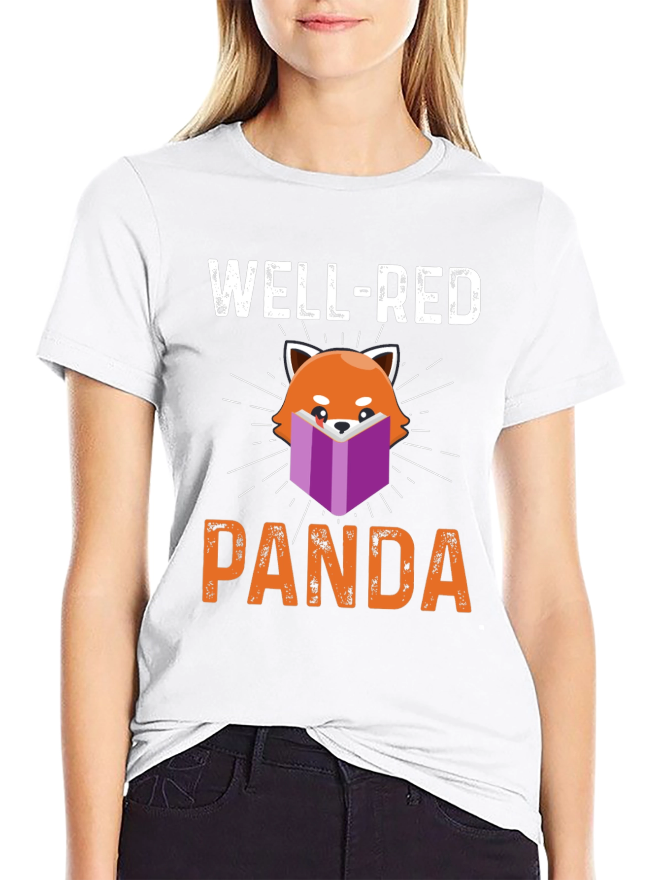 Black Well-Red Panda T-Shirt - Book Lover Tee view 9