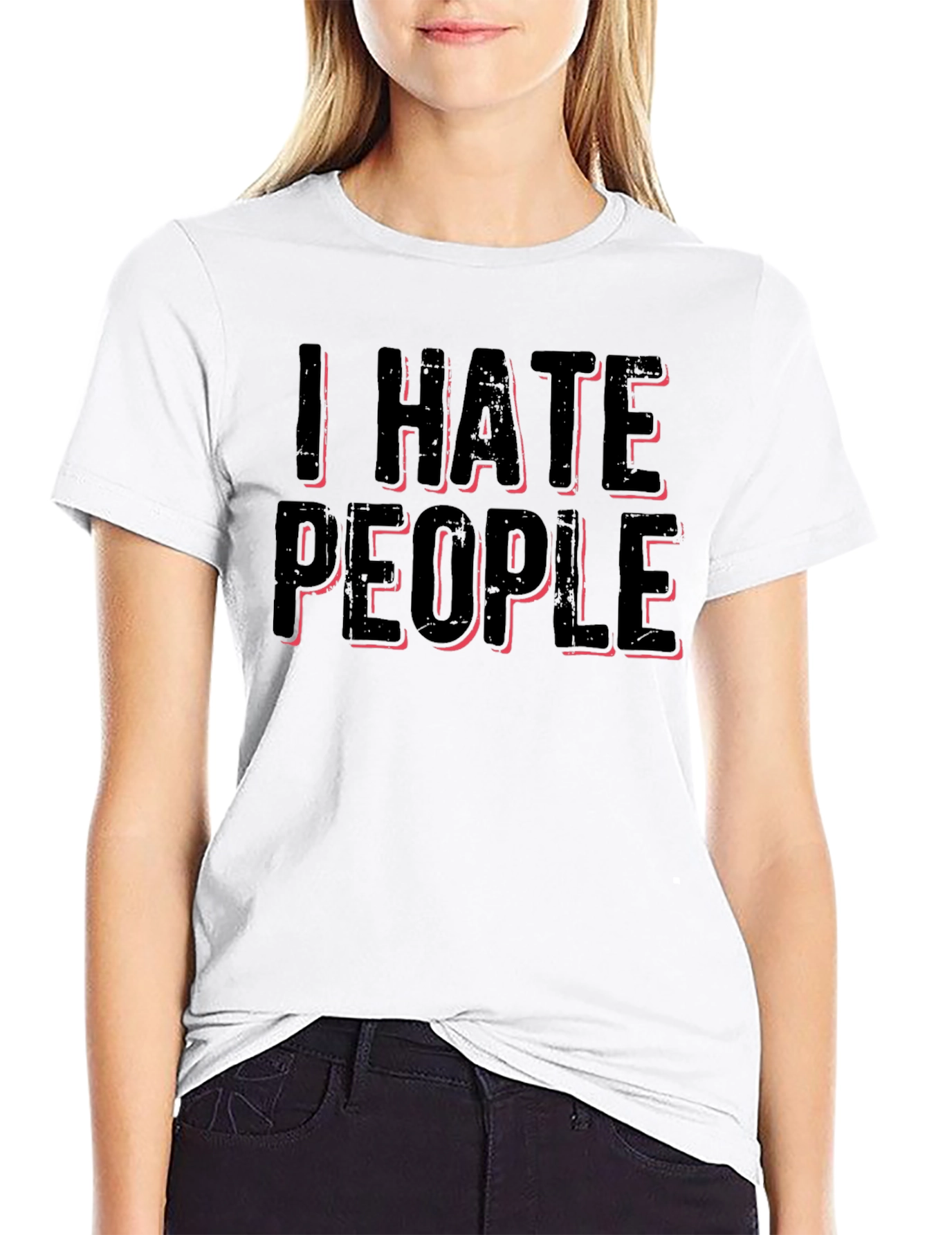 Black I Hate People Graphic T-Shirt - Anti-Social Tee view 9