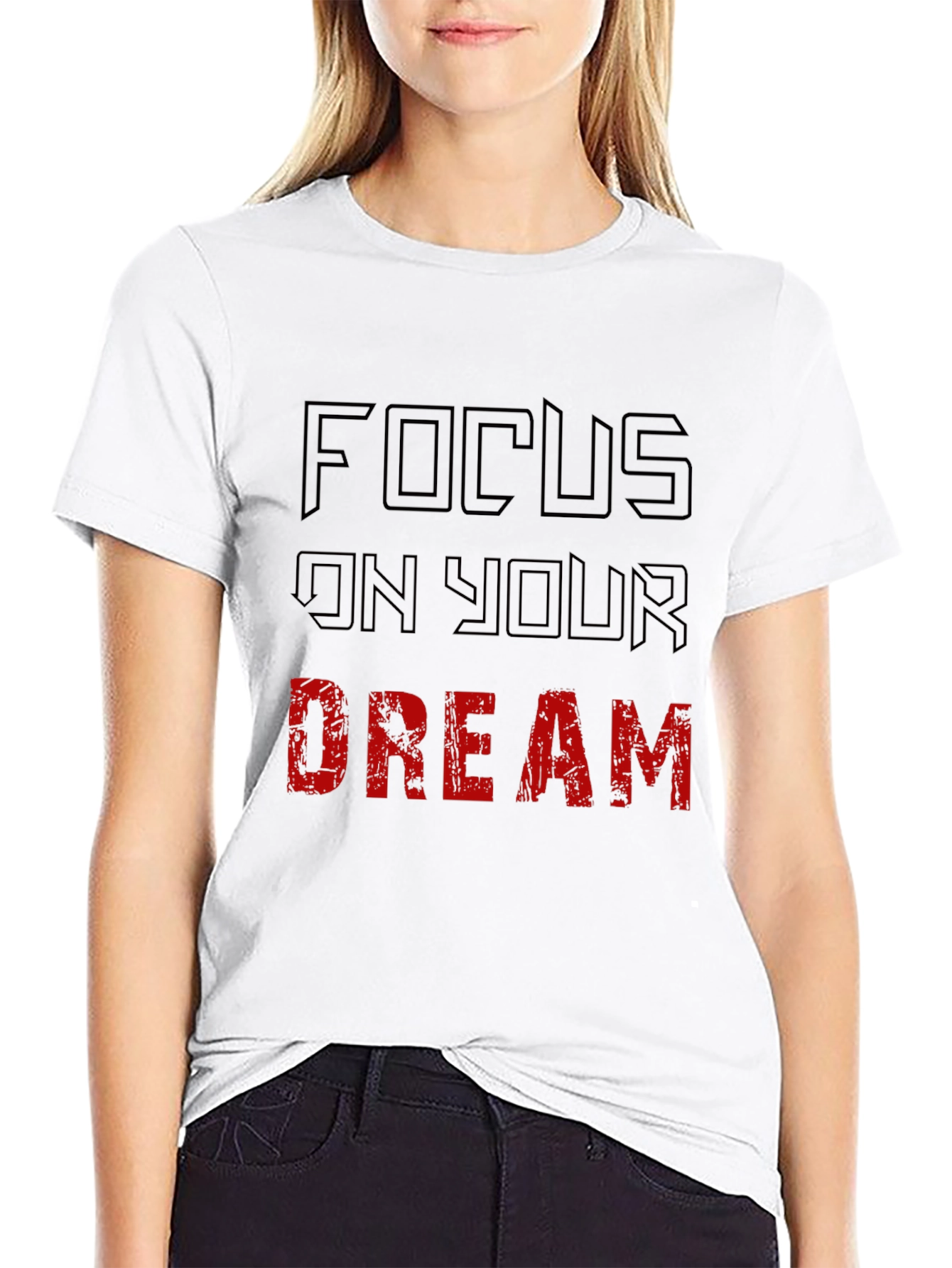 Black Focus On Your Dream Graphic Tee - Motivational T-Shirt view 9