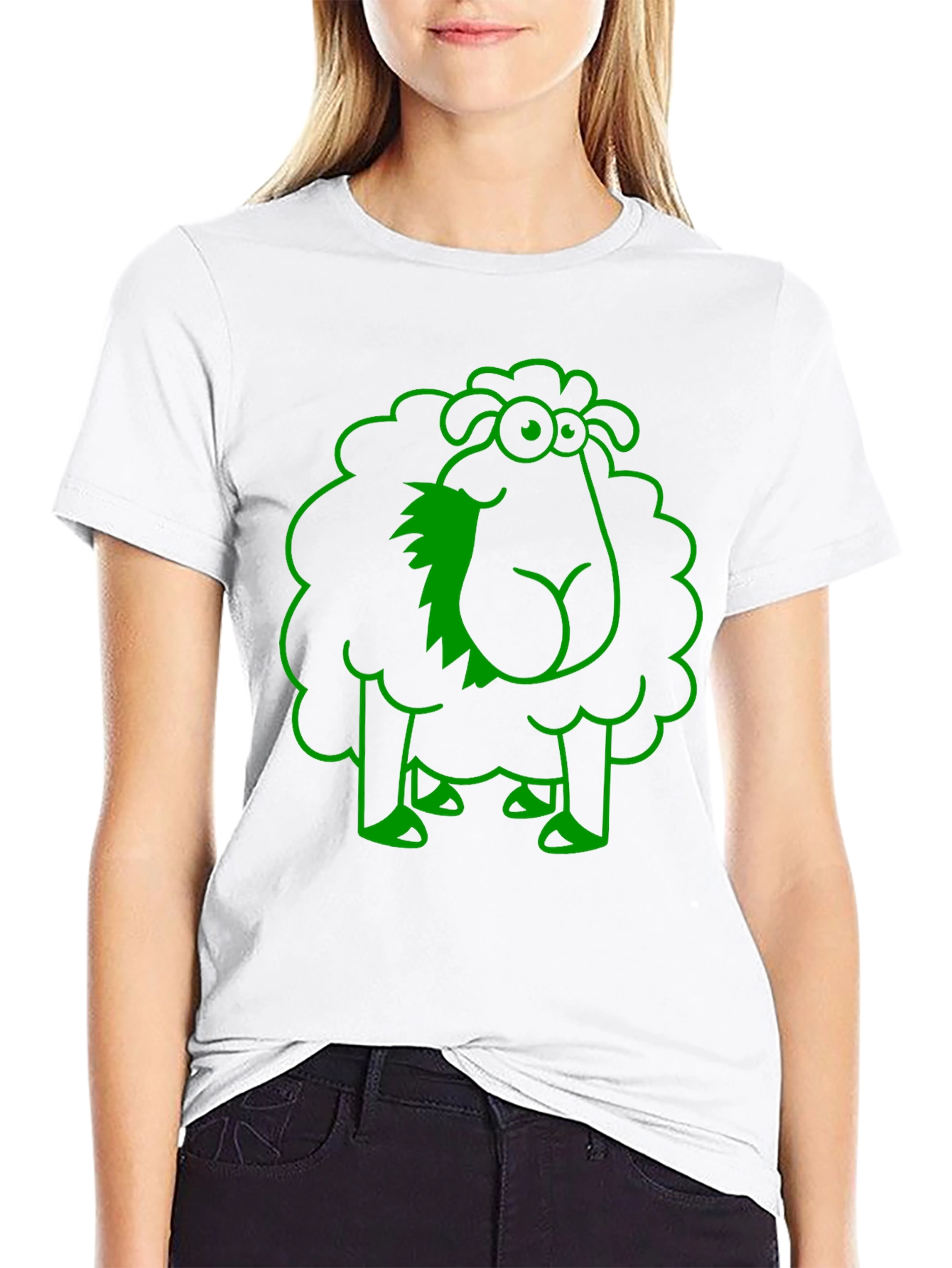 Black Funny Sheep Graphic Tee - Black Cotton T-Shirt view 9