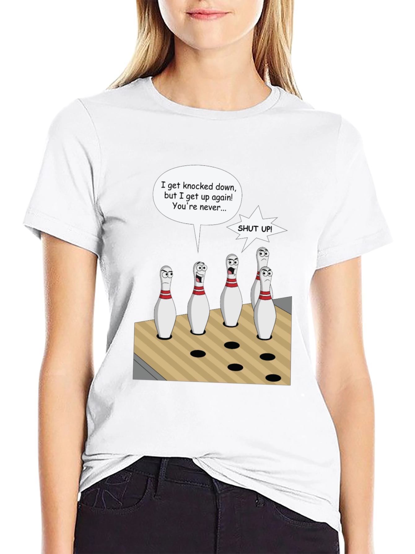 Black Bowling Pin Cartoon T-Shirt view 9