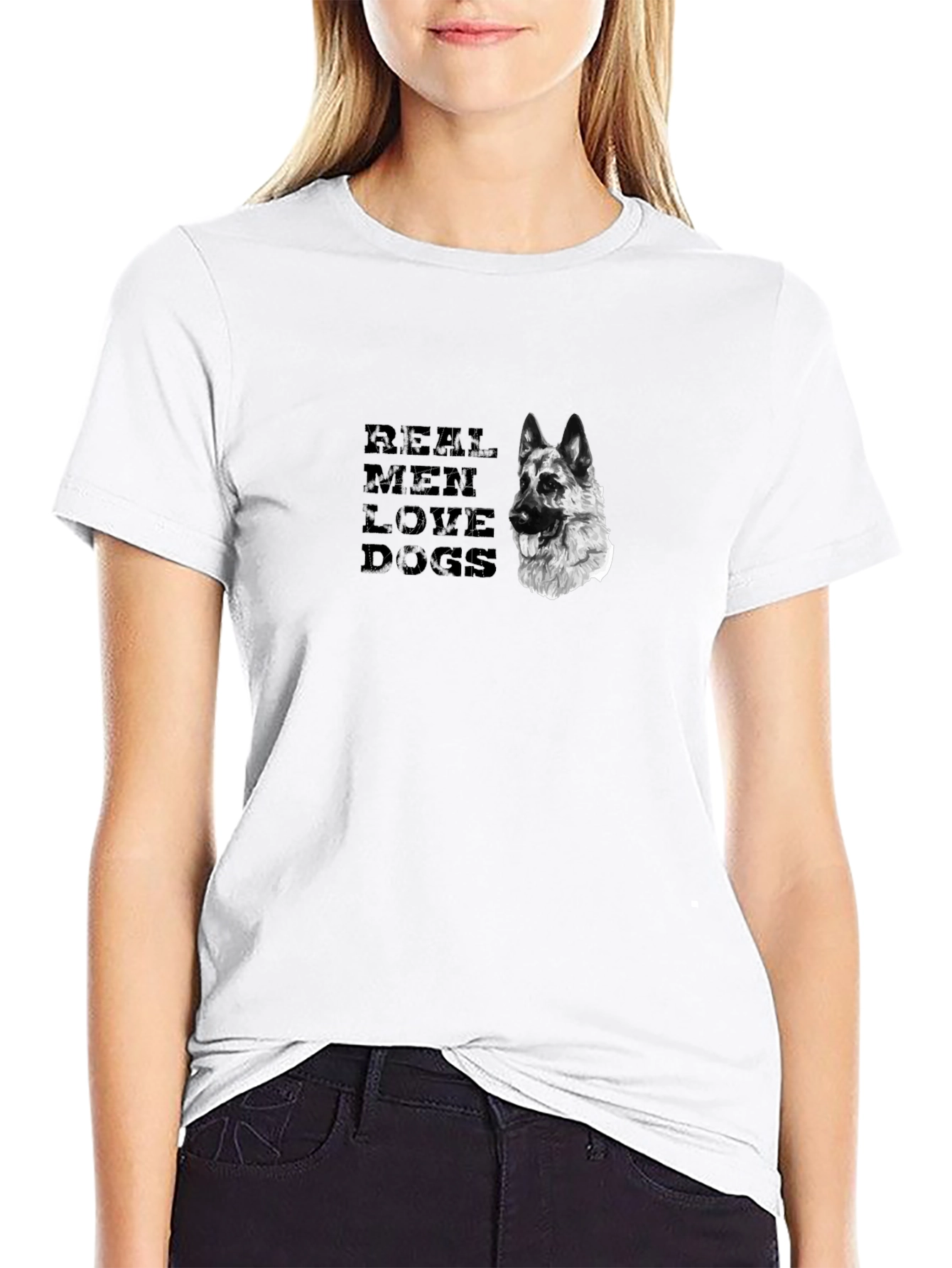 Black Real Men Love Dogs Graphic Tee view 9