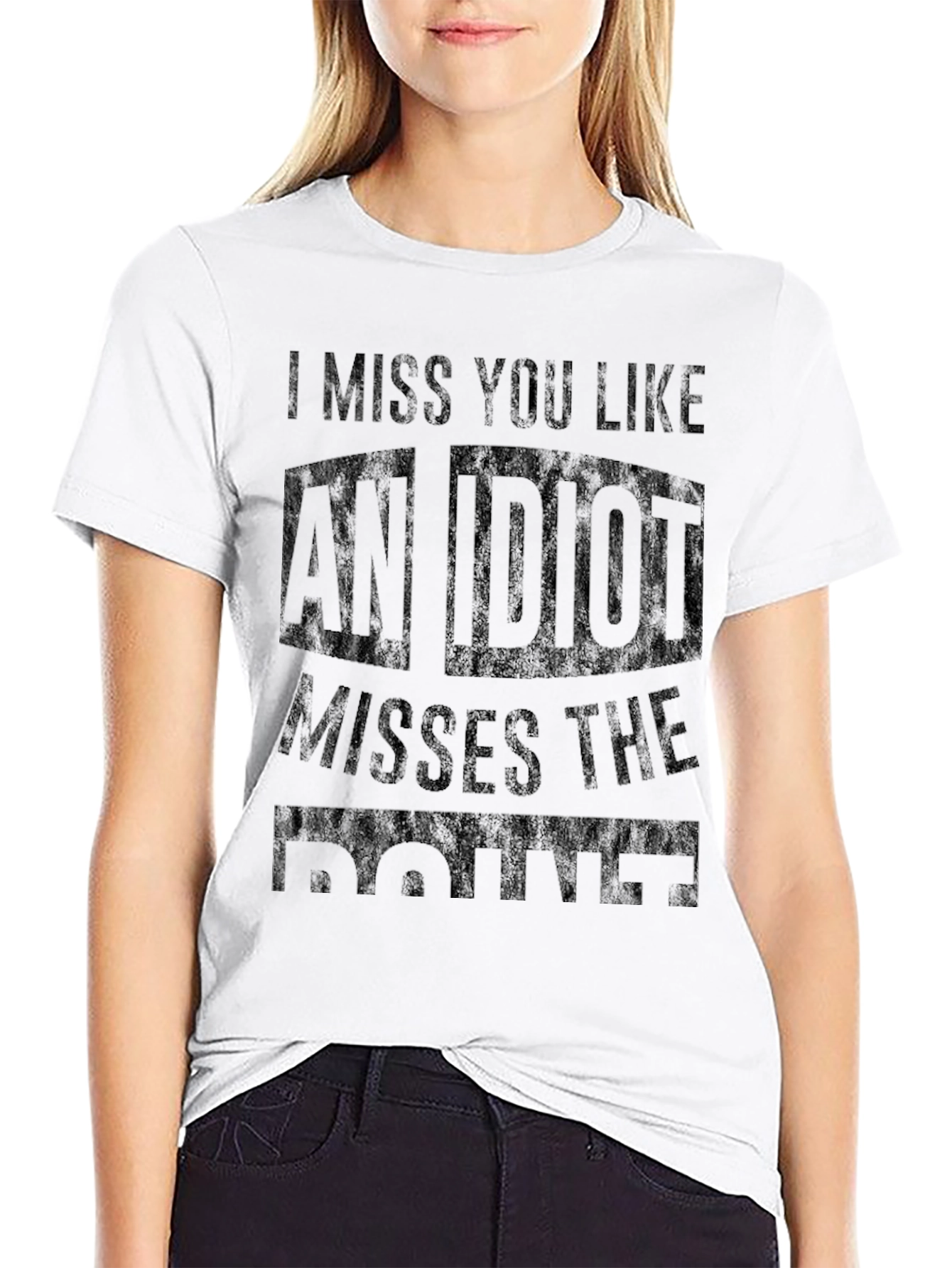 Black Funny "I Miss You Like an Idiot" Graphic T-Shirt view 9
