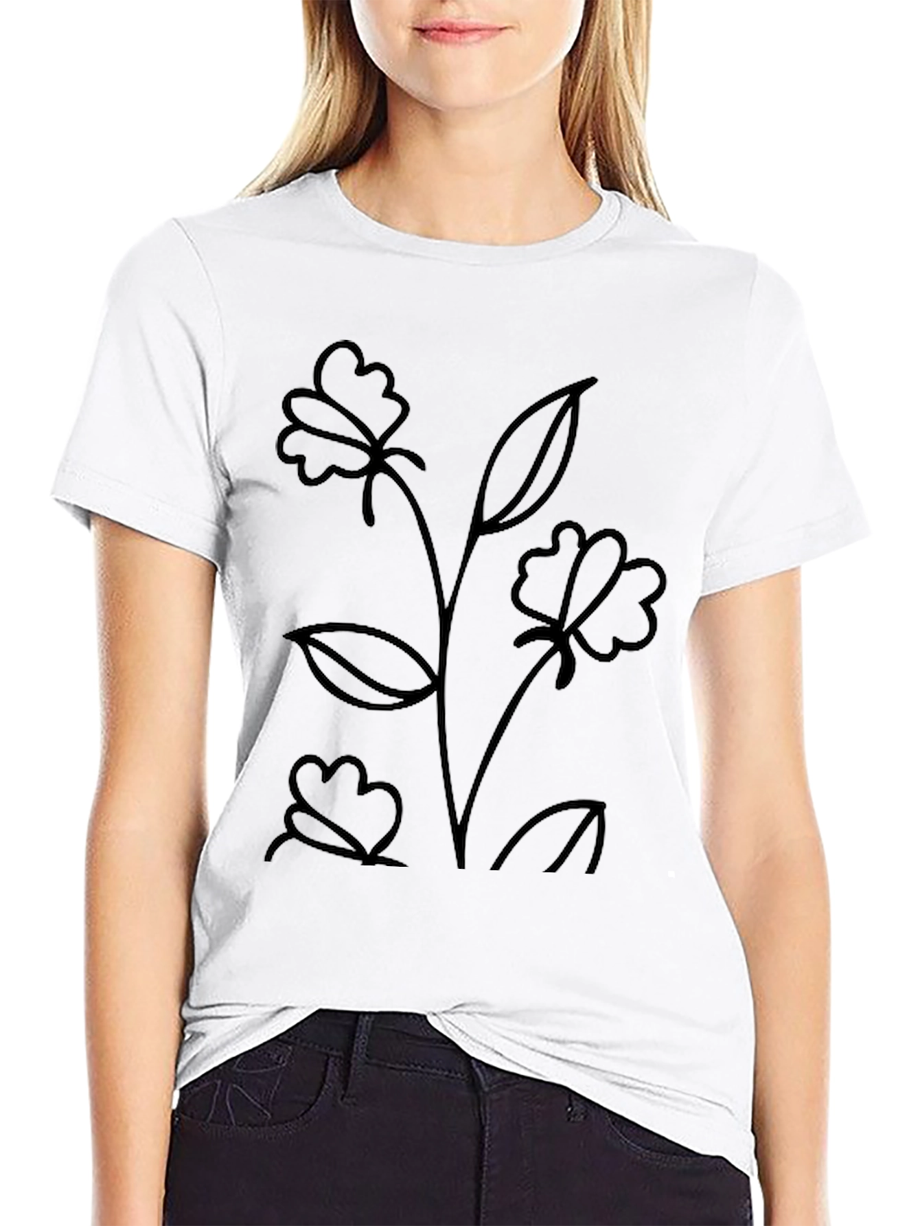 Black Floral Graphic Black T-Shirt view 9