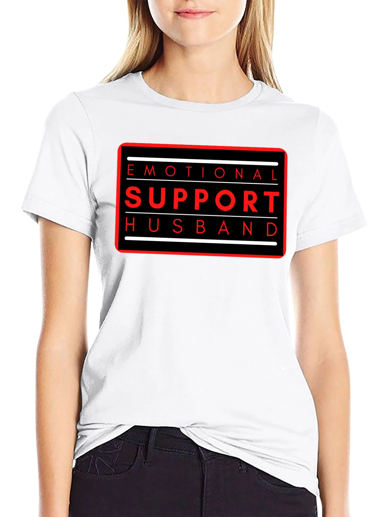 Black Emotional Support Husband Graphic Tee view 9