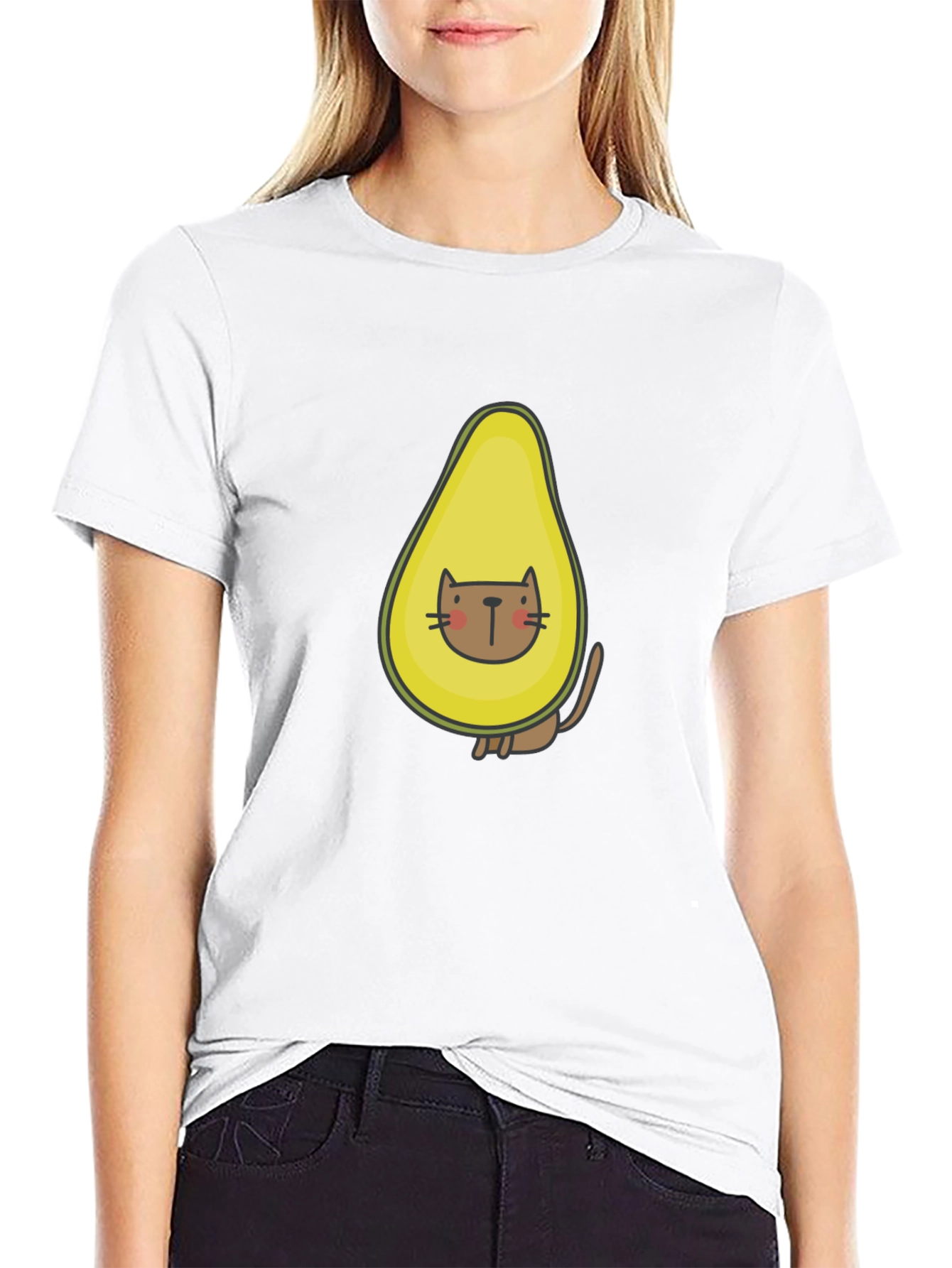 Black Avocado Cat T-Shirt - Funny Graphic Tee view 9