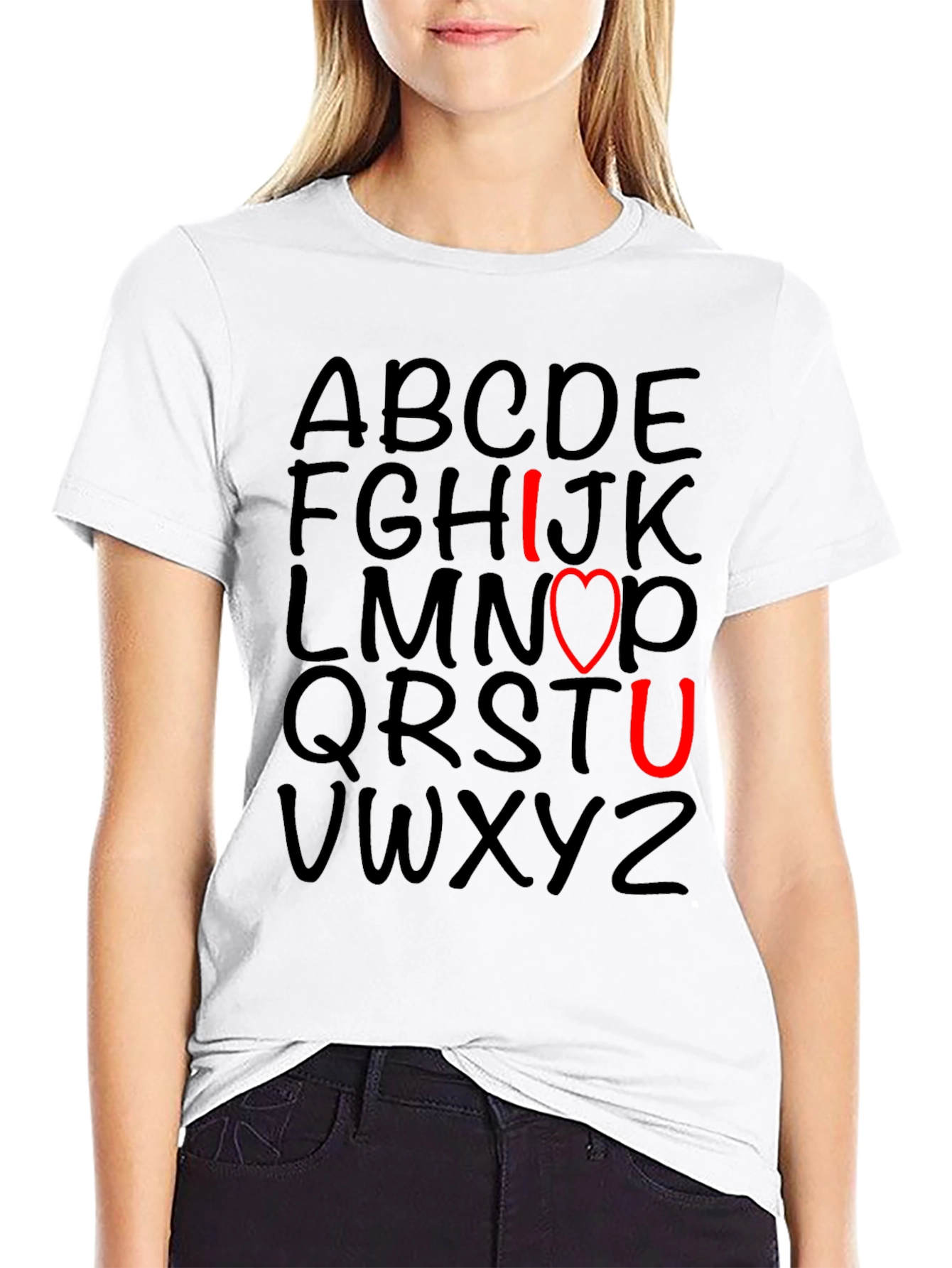 Black I Love You T-Shirt with Alphabet Design view 9