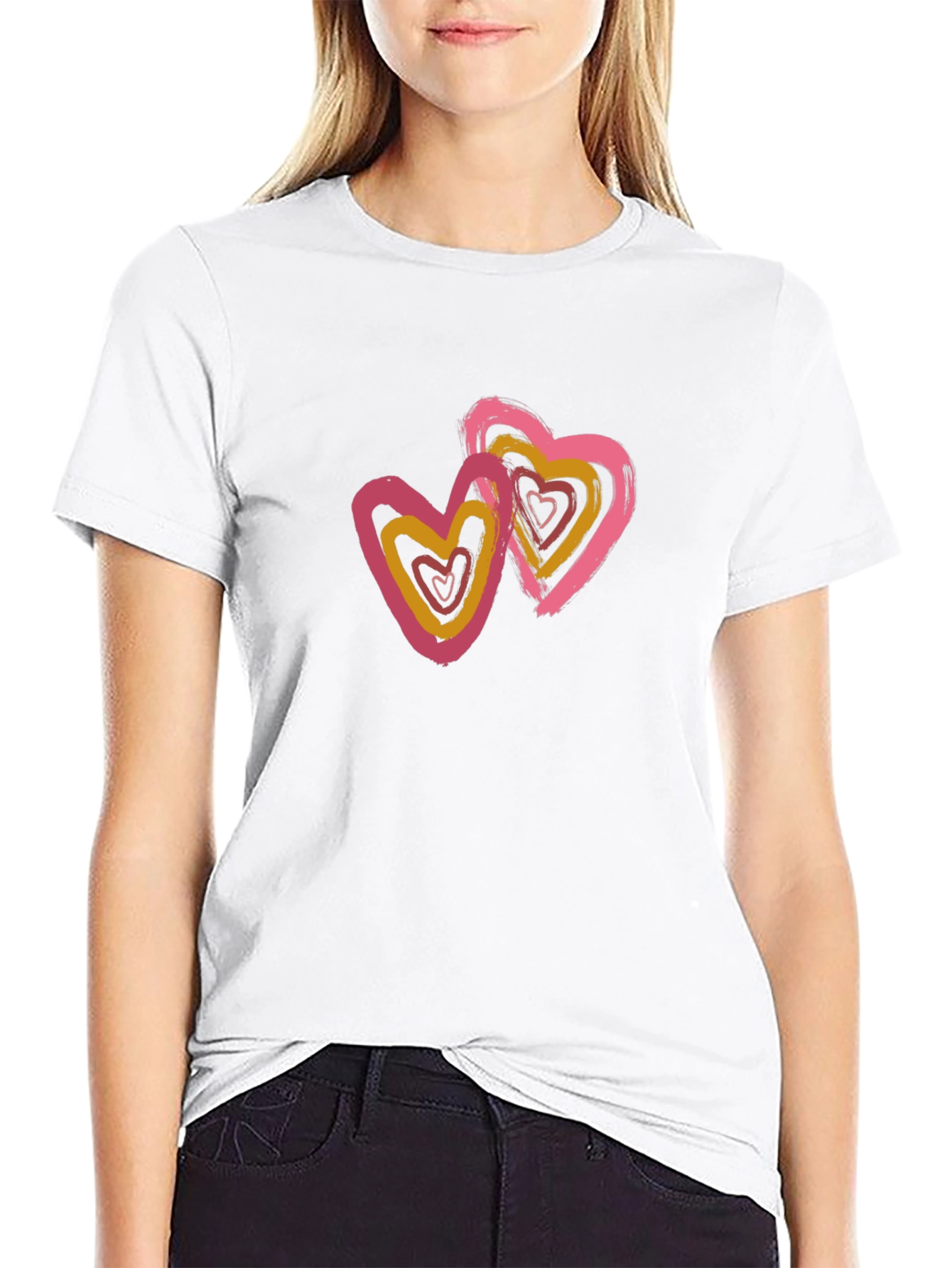 Black Black T-Shirt with Heart Graphic view 9