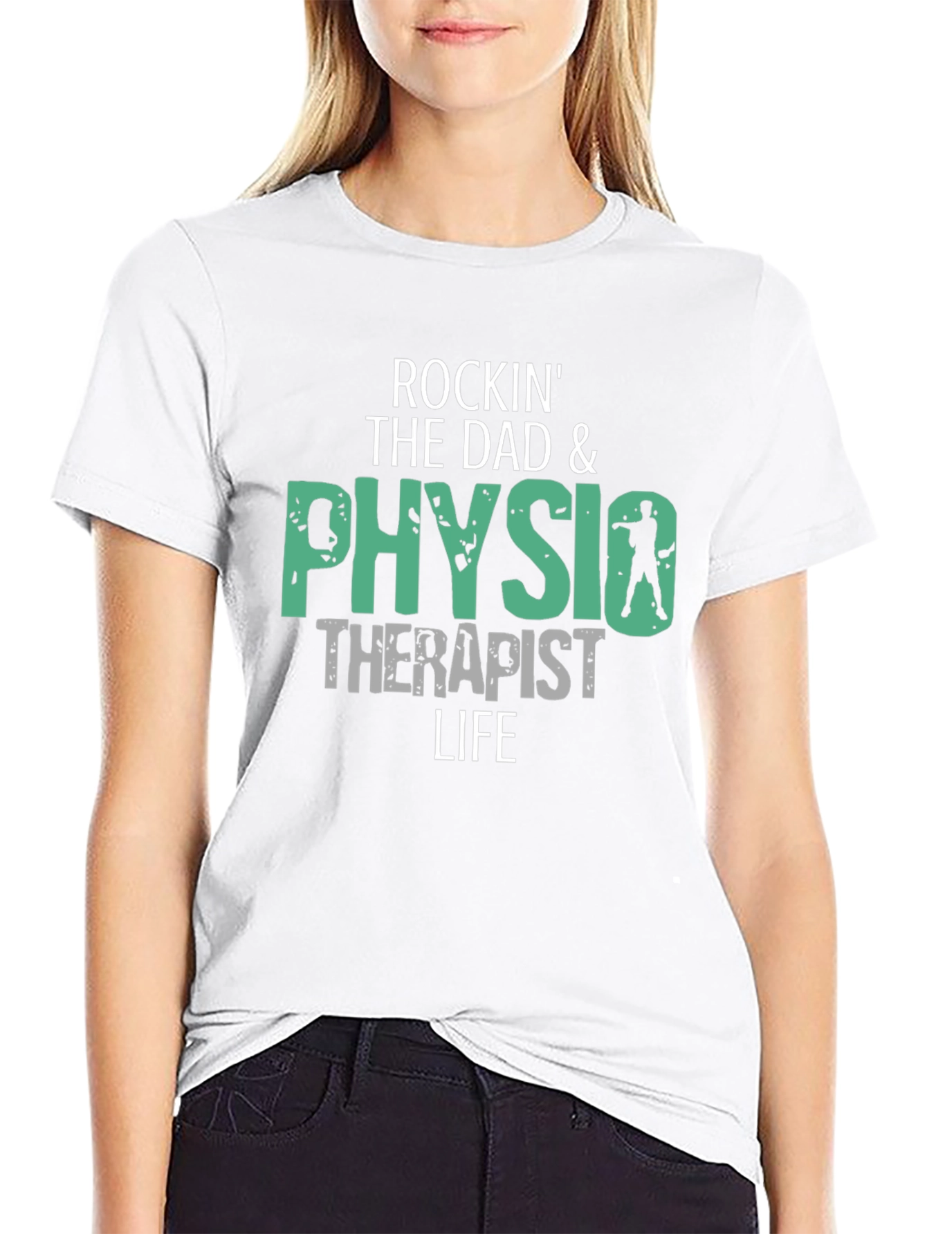 Black Rockin' Dad & Physical Therapist Life T-Shirt view 9