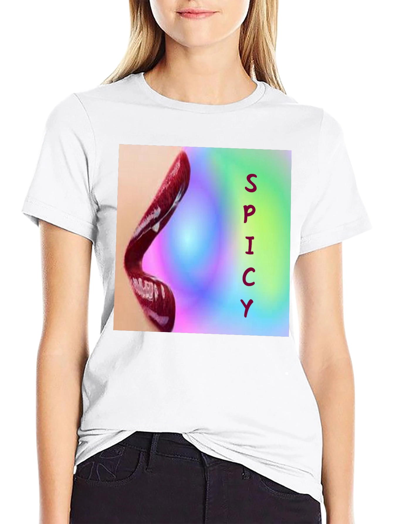 Black Spicy Lips Graphic Tee - Bold Statement Shirt view 9