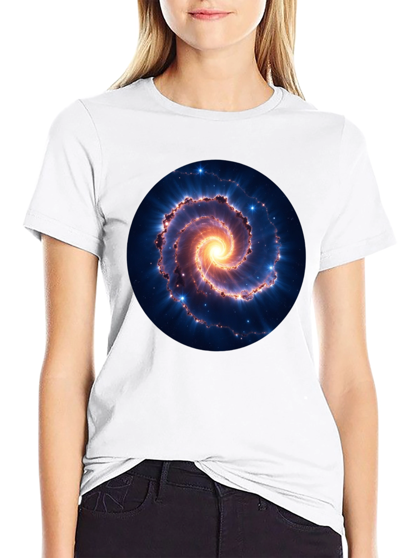 Black Spiral Galaxy Graphic Tee - Black Cotton Blend view 9
