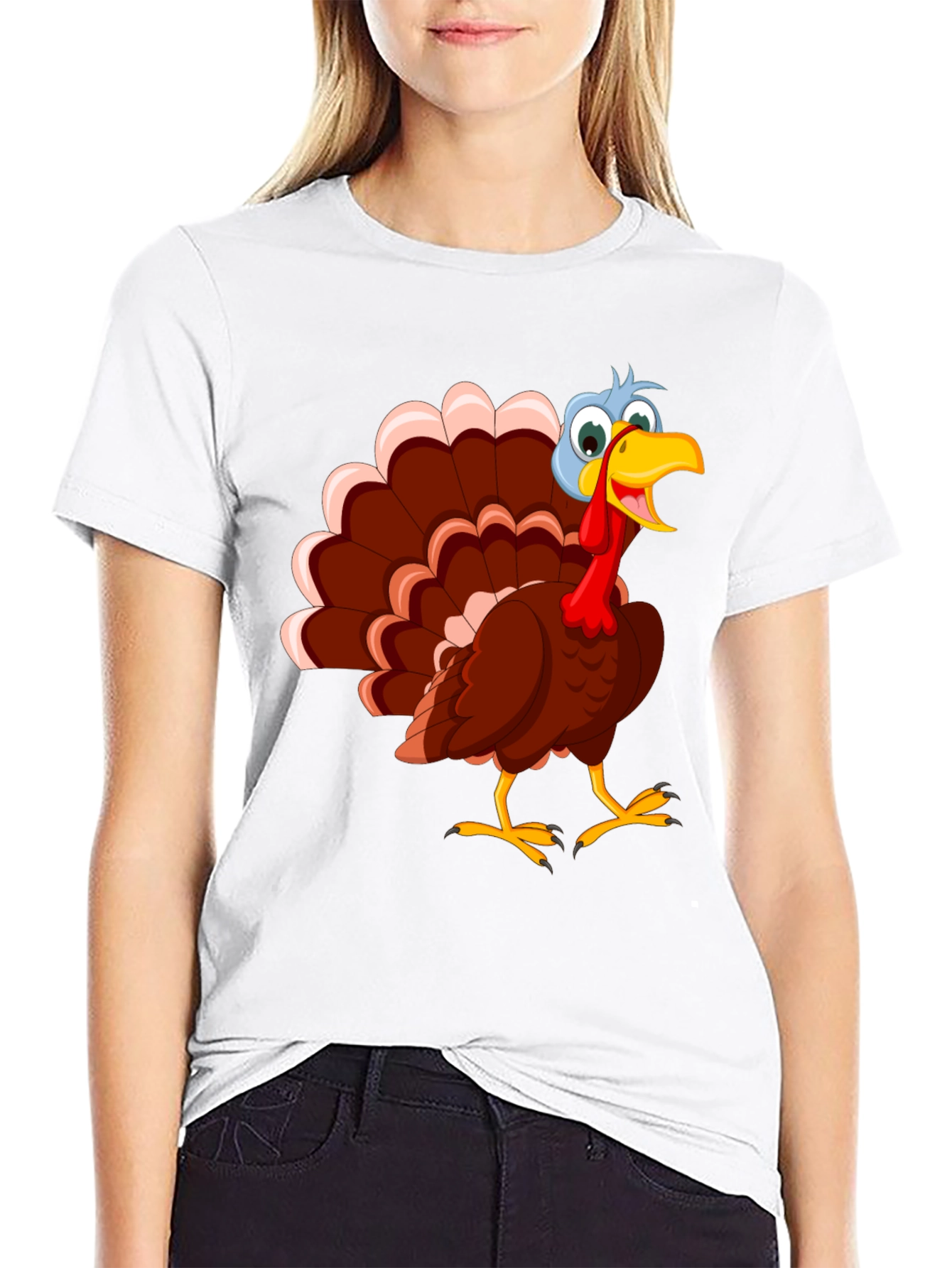 Black Thanksgiving Turkey Graphic Tee - Unisex Black T-Shirt view 9