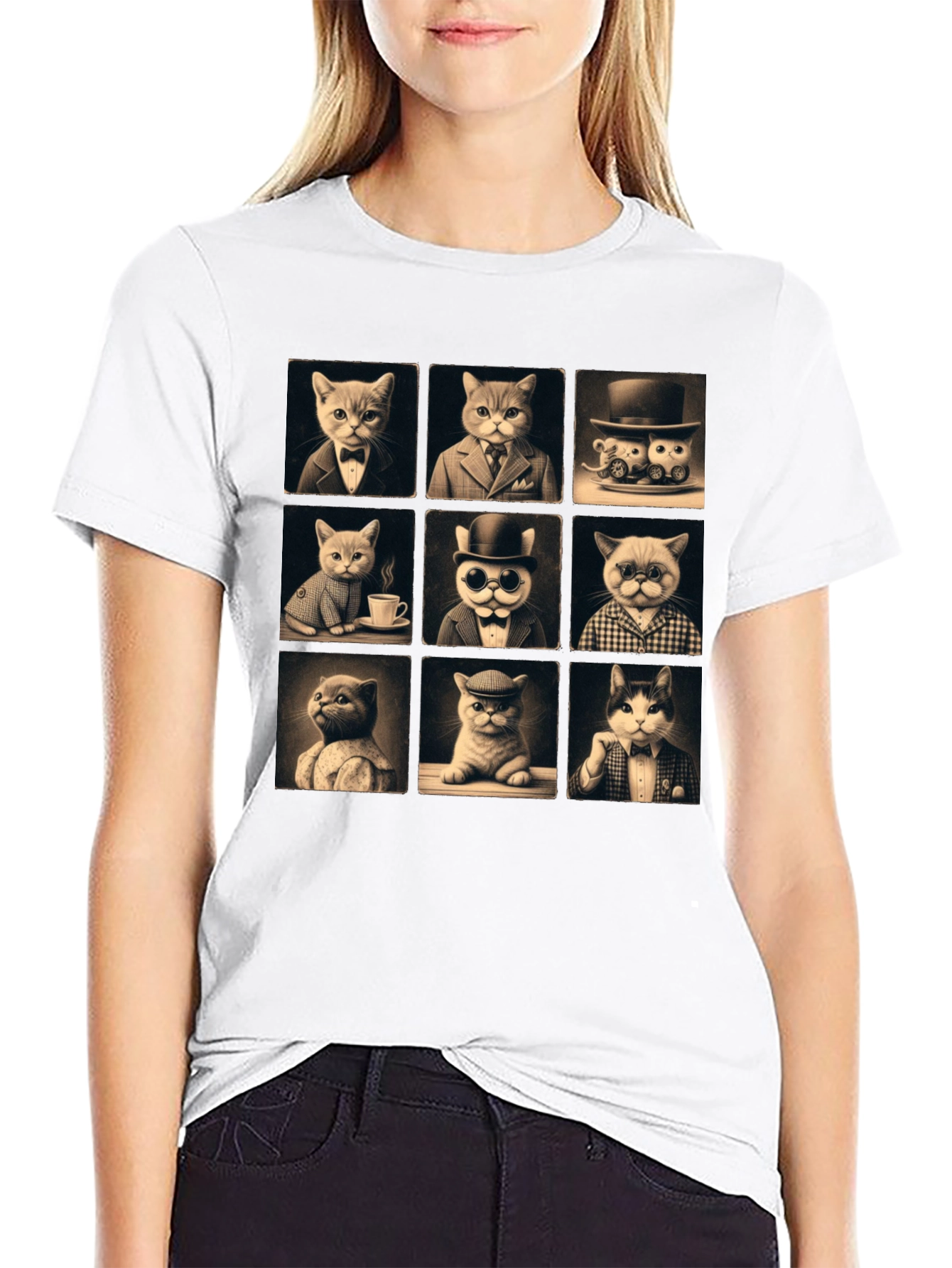 Black Dapper Cats T-Shirt view 9