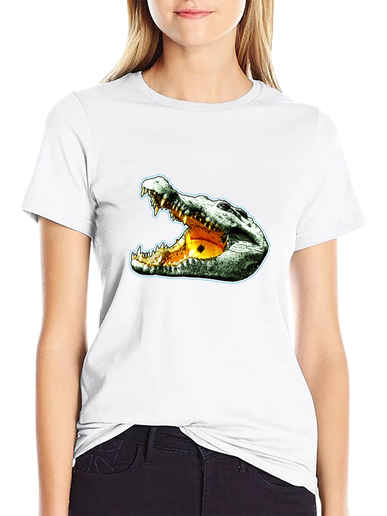 Black Crocodile Graphic Tee - Black Cotton T-Shirt view 9
