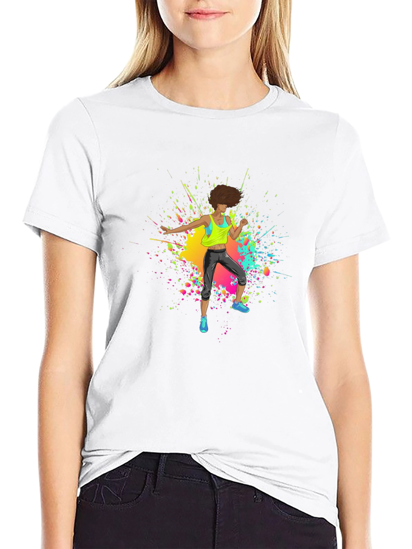 Dancer Graphic Tee - Black Cotton Blend - 9