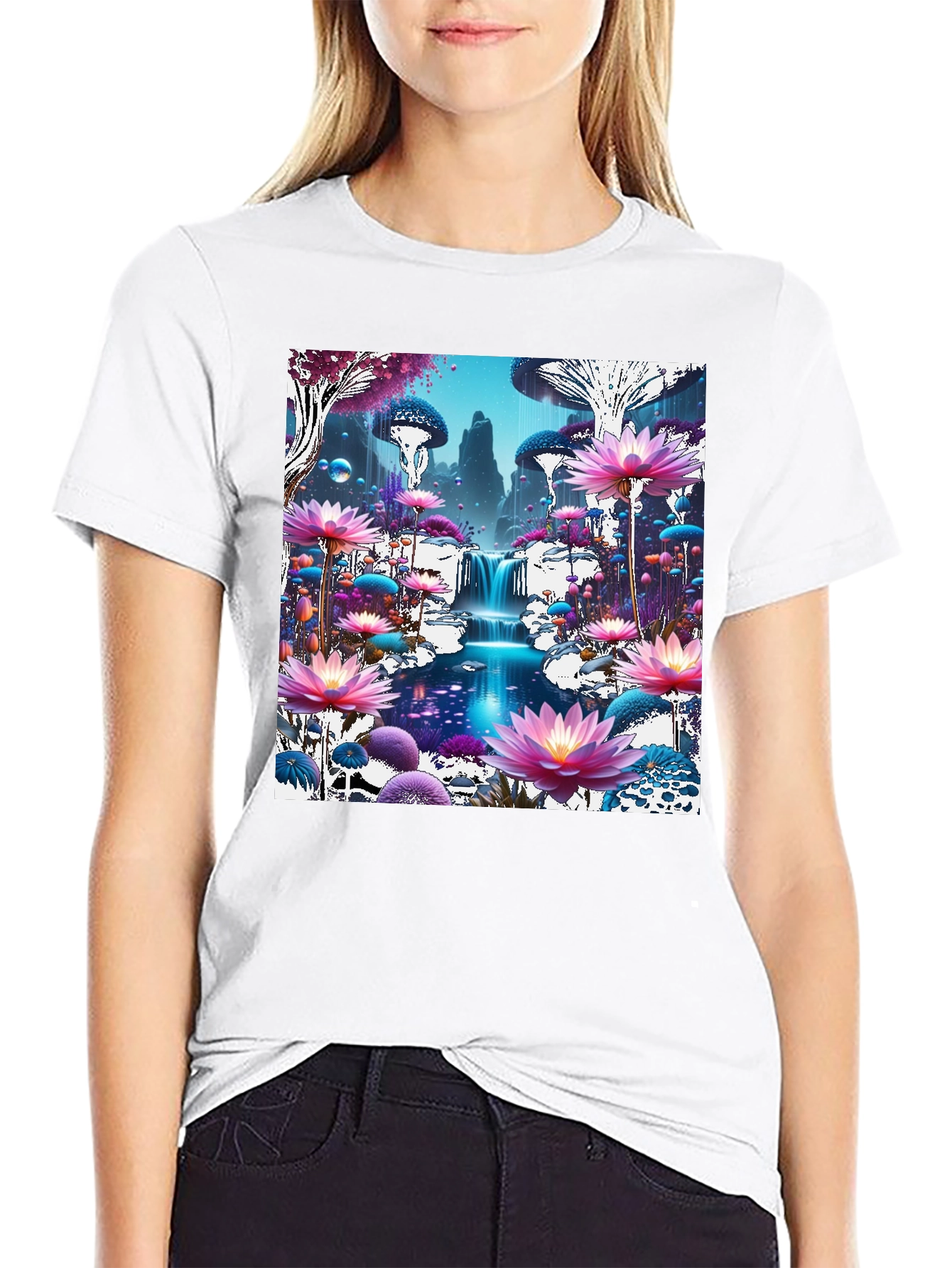 Black Mystical Mushroom Wonderland Graphic Tee view 9