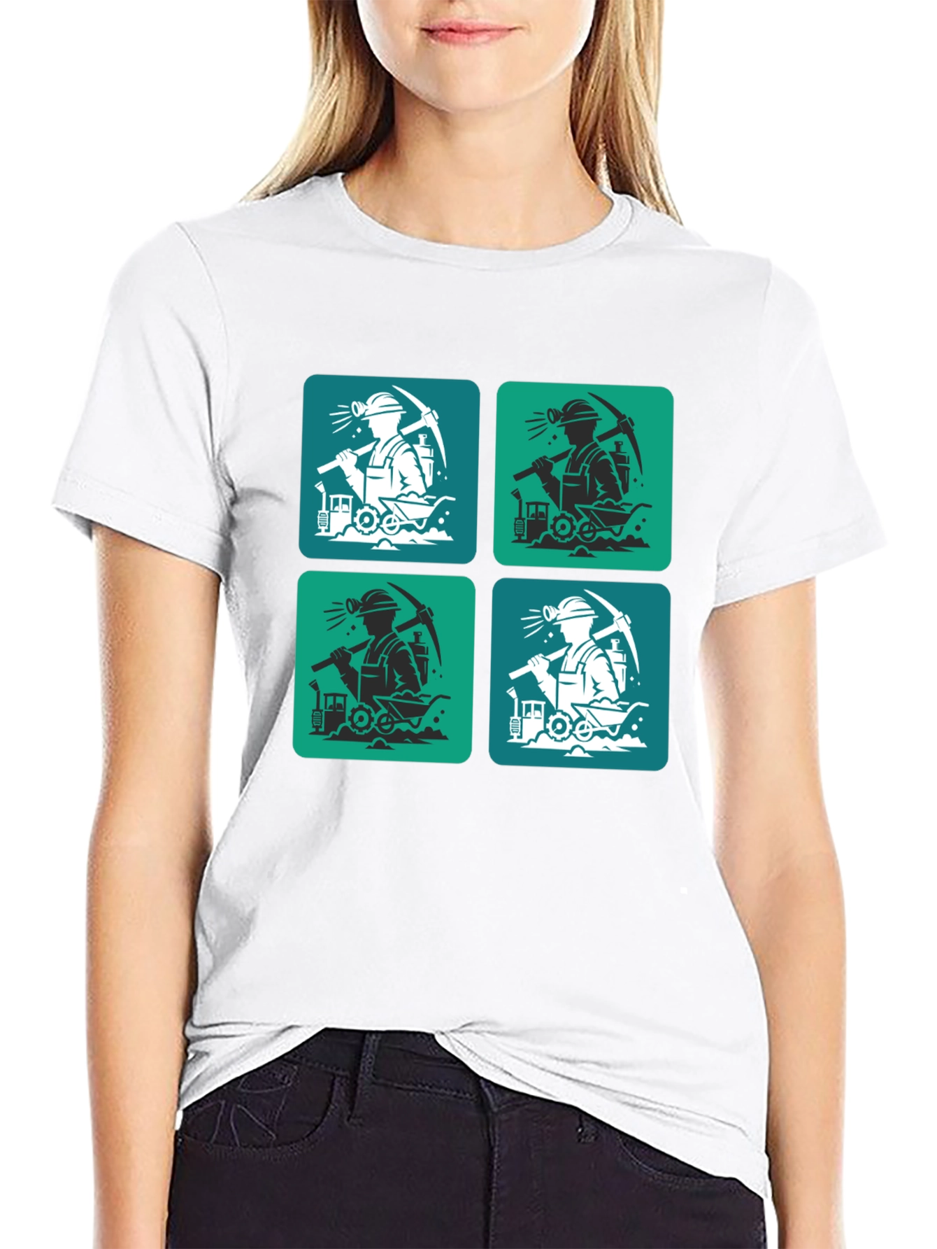 Black Mining Crew T-Shirt - Unique Graphic Tee view 9