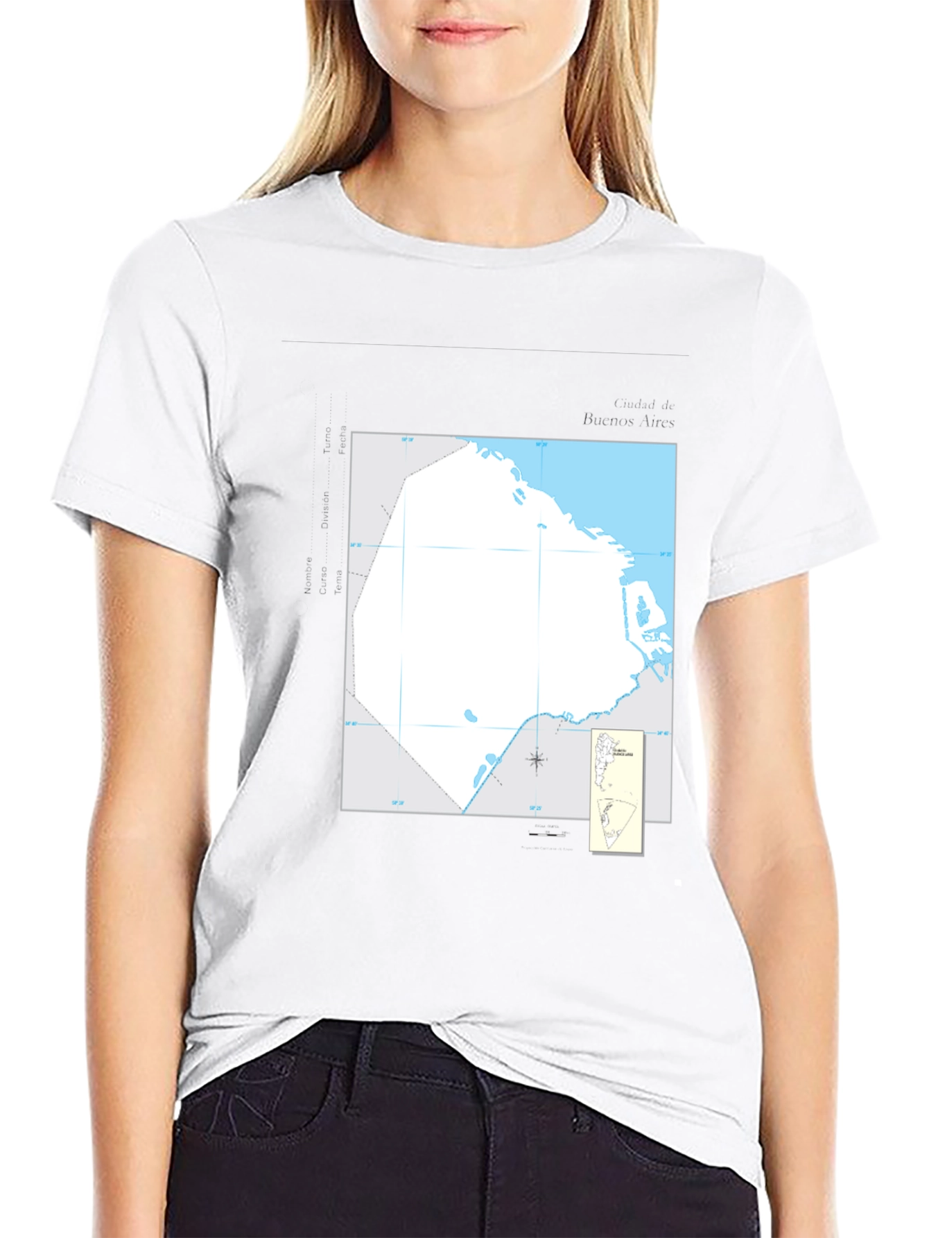 Black Nautical Chart Tee - Black Cotton Graphic T-Shirt view 9