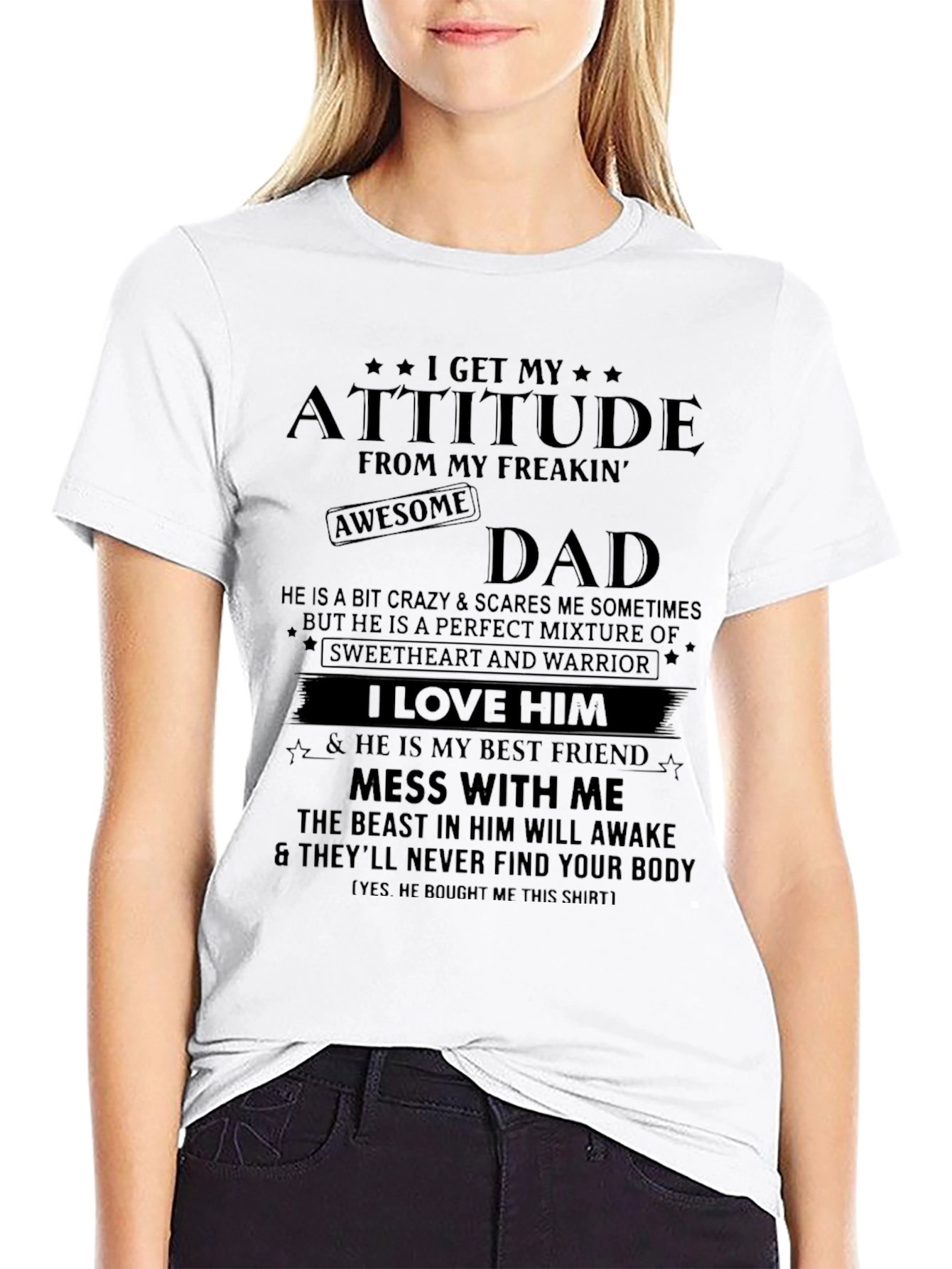 Black Awesome Dad T-Shirt - Attitude and Best Friend view 9