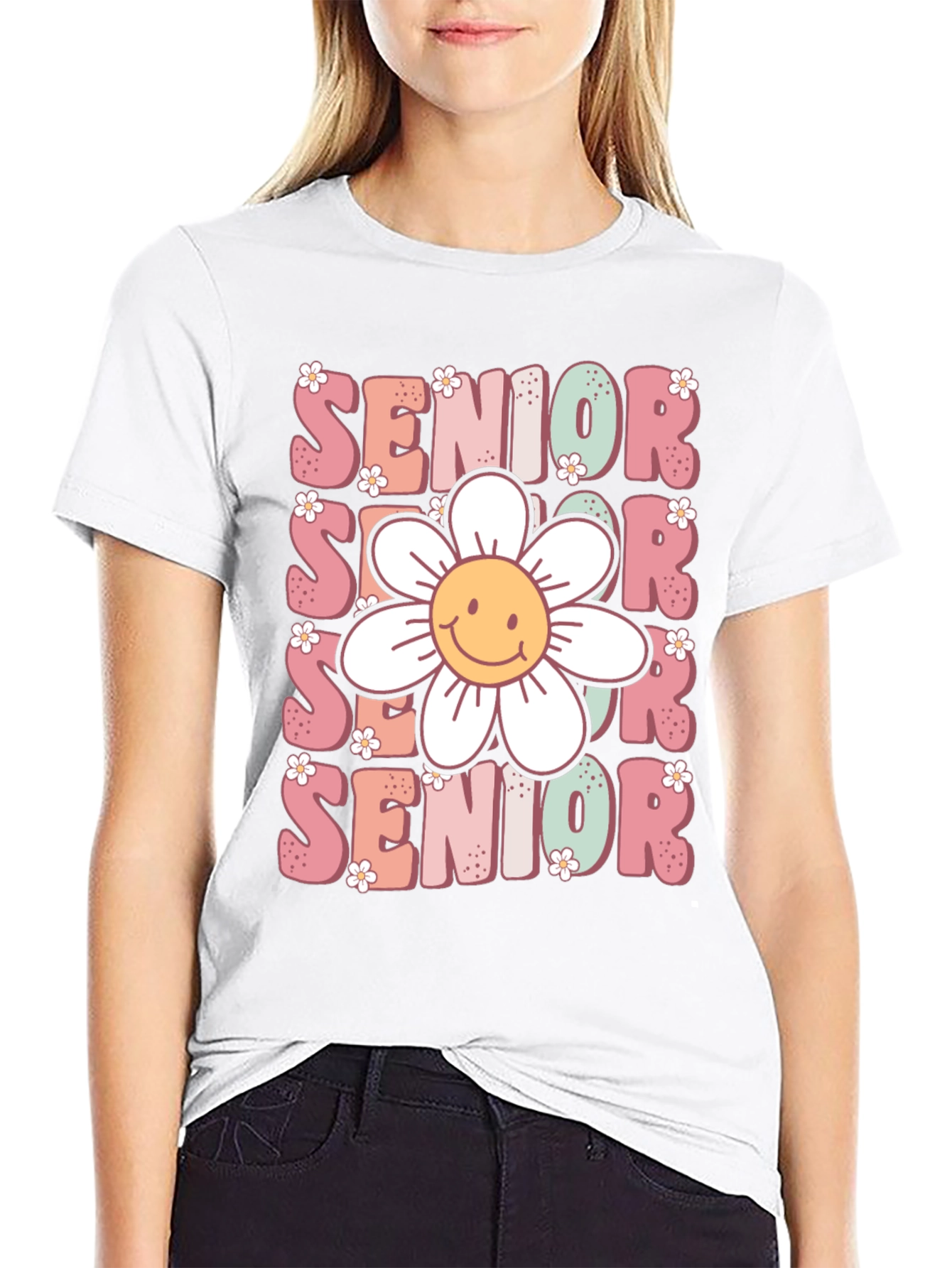 Black Senior Flower Graphic Tee view 9