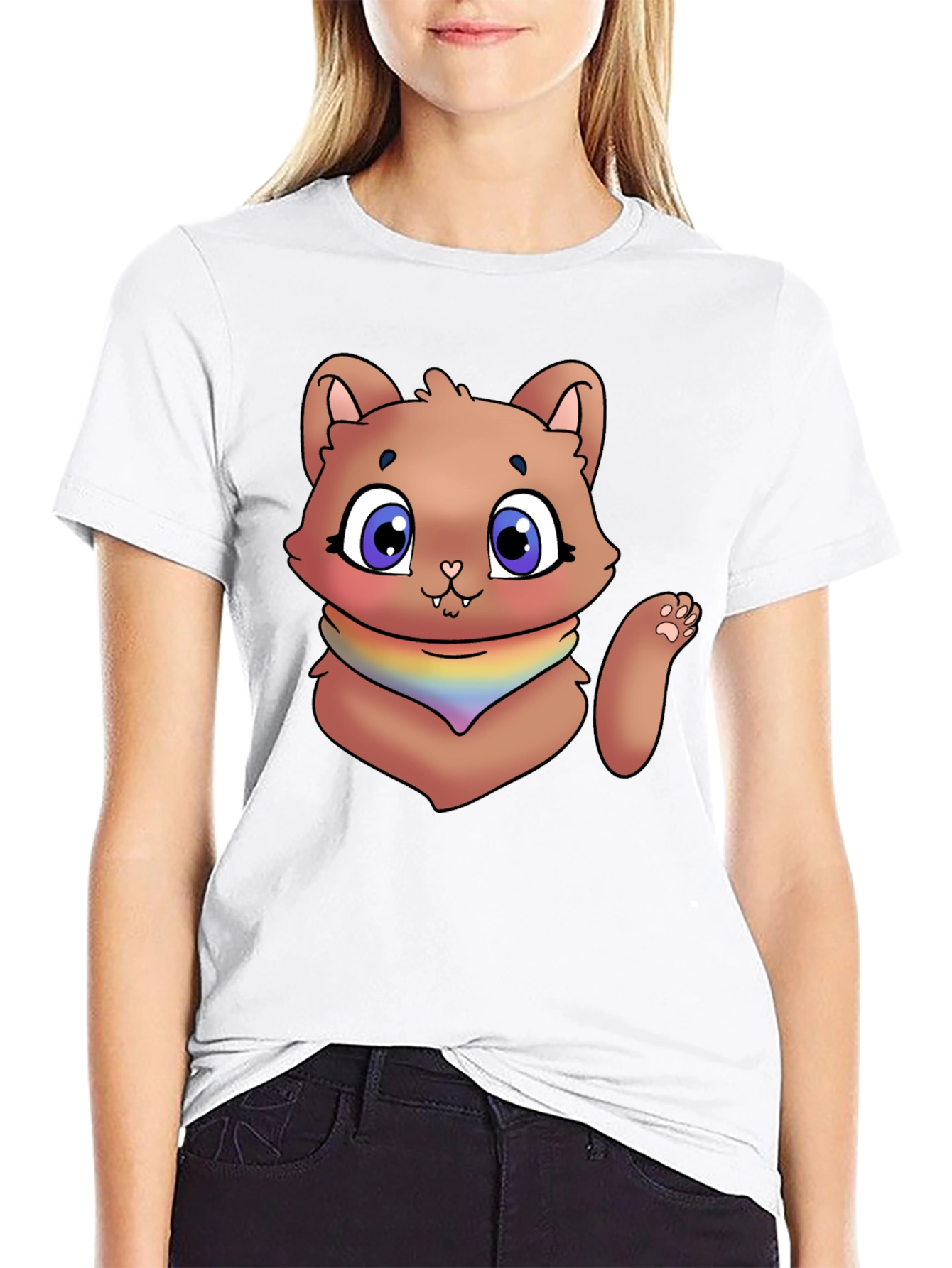 Black Cartoon Cat T-Shirt view 9