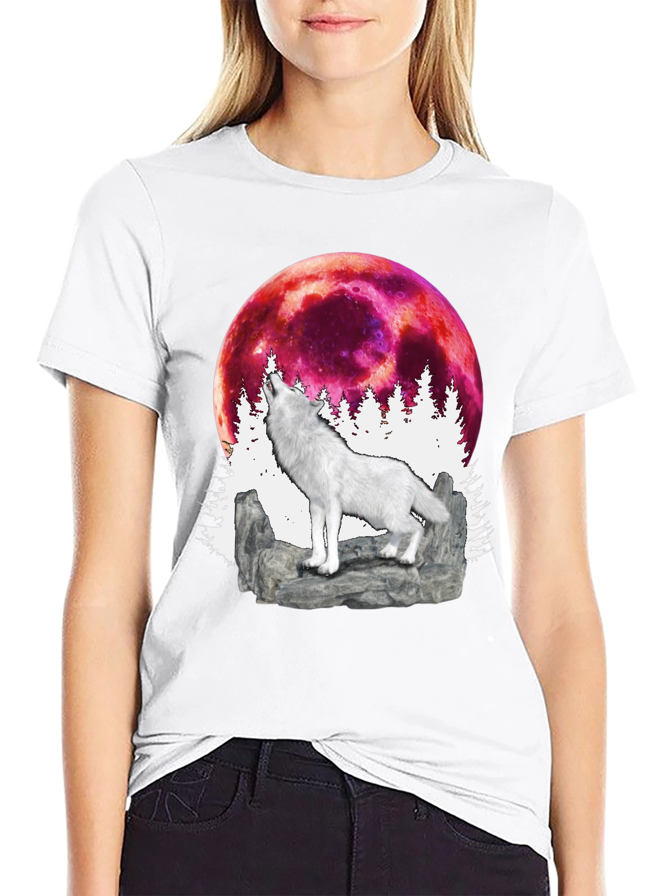 Black Wolf Moon Graphic T-Shirt view 9
