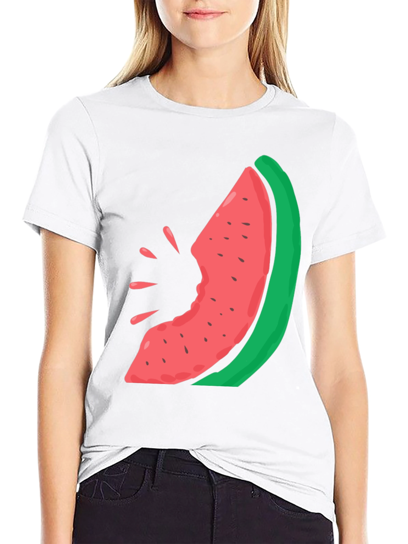 Black Watermelon Bite Graphic Tee - Casual Summer Style view 9