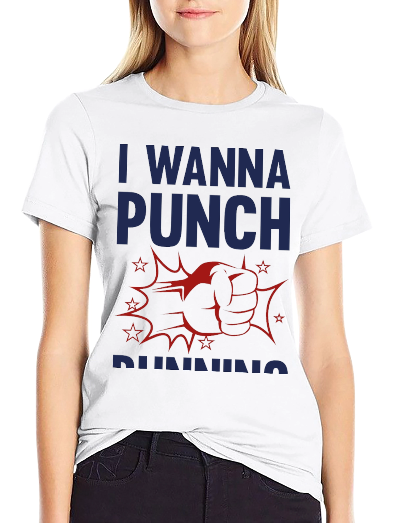 Black I Wanna Punch Running Funny Graphic T-Shirt view 9