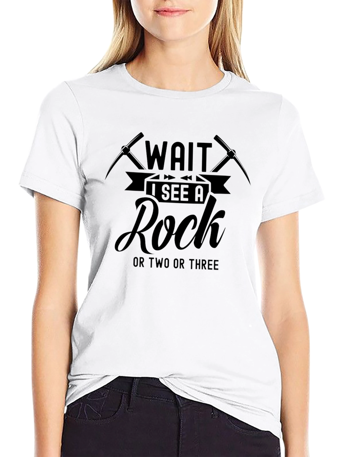 Black Wait I See A Rock T-Shirt view 9