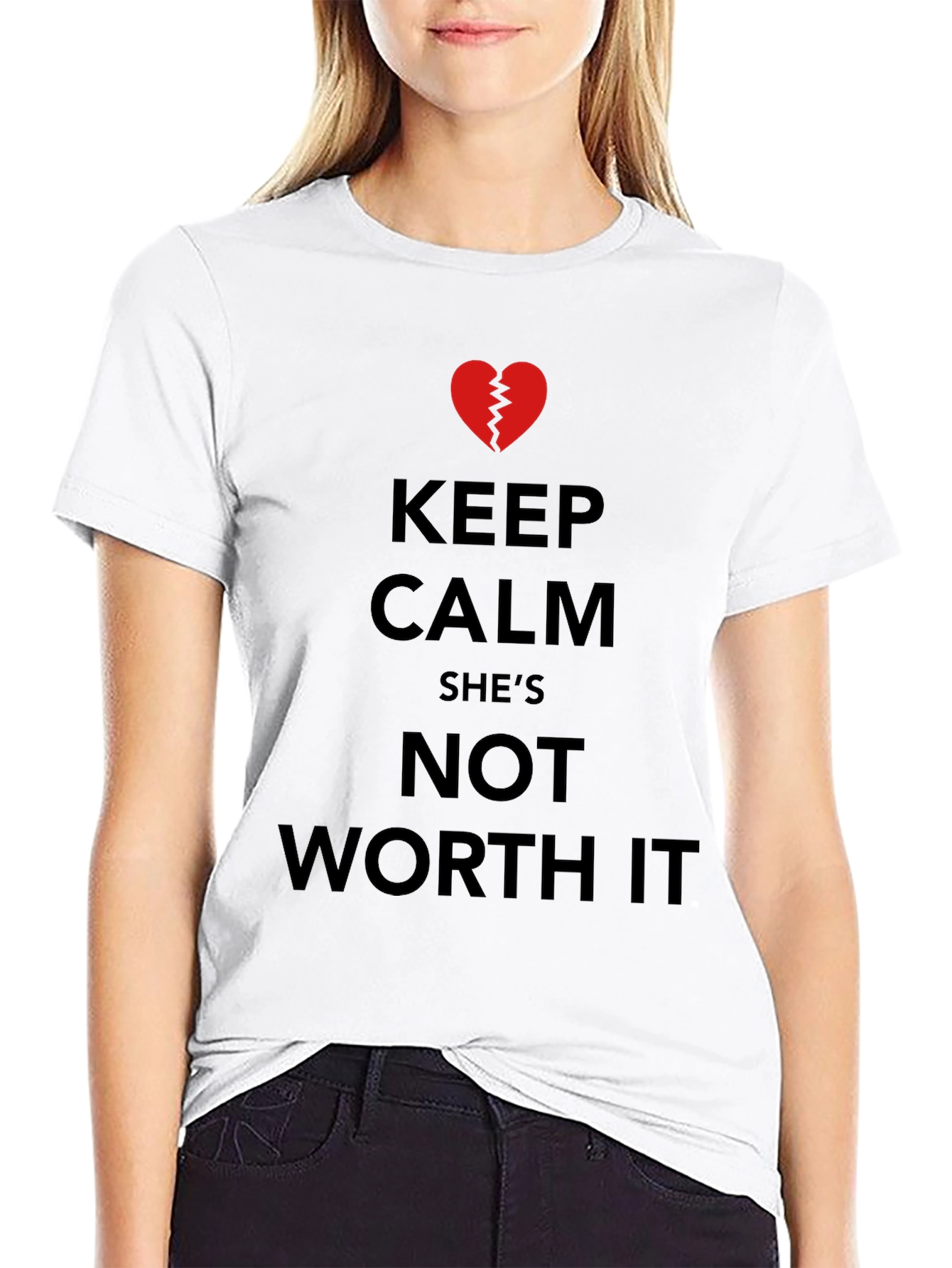 Black Keep Calm She's Not Worth It - Graphic Tee view 9
