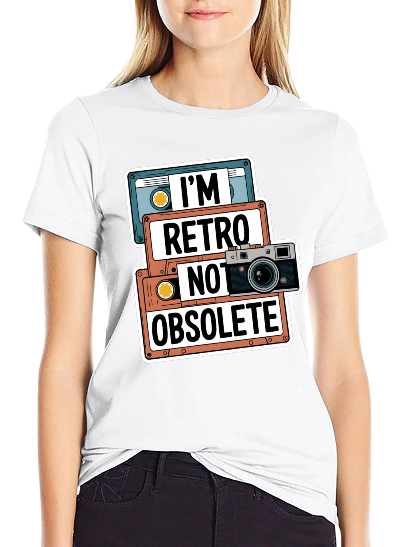 Black Retro Cassette & Camera T-Shirt view 9