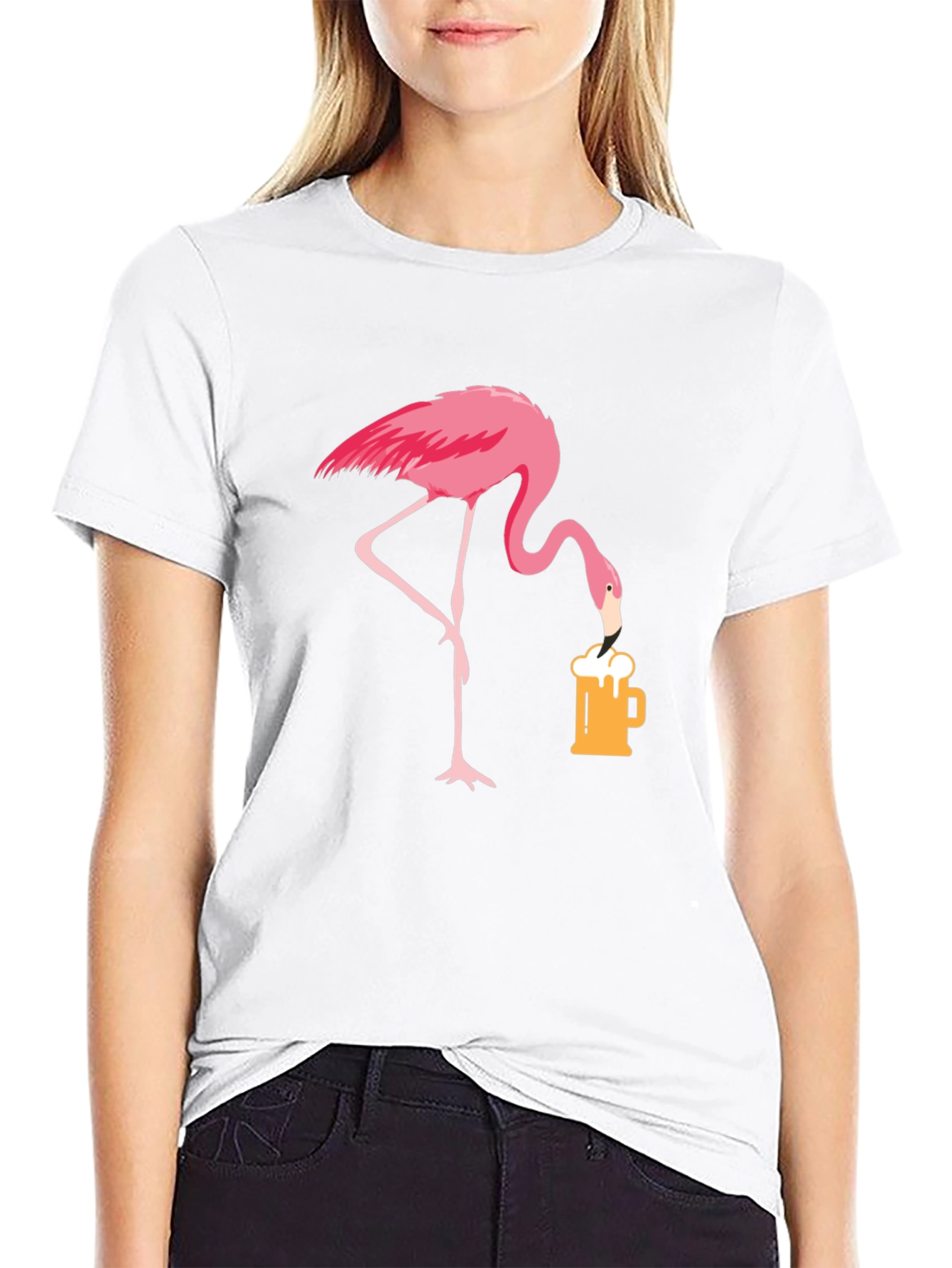 Black Flamingo Beer Lover T-Shirt - Casual Graphic Tee view 9