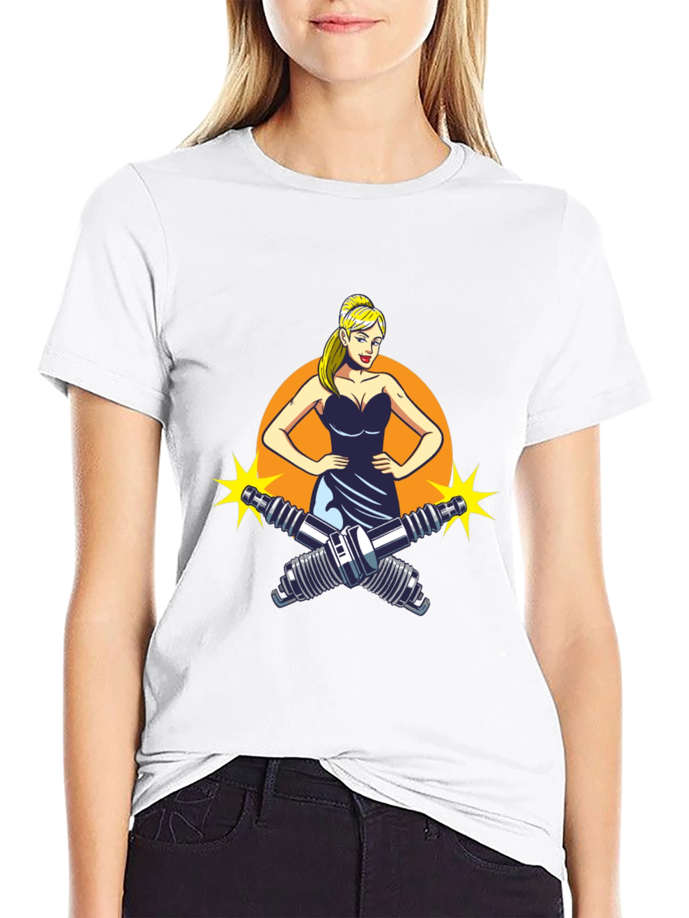 Black Cool Mechanic Girl T-Shirt view 9