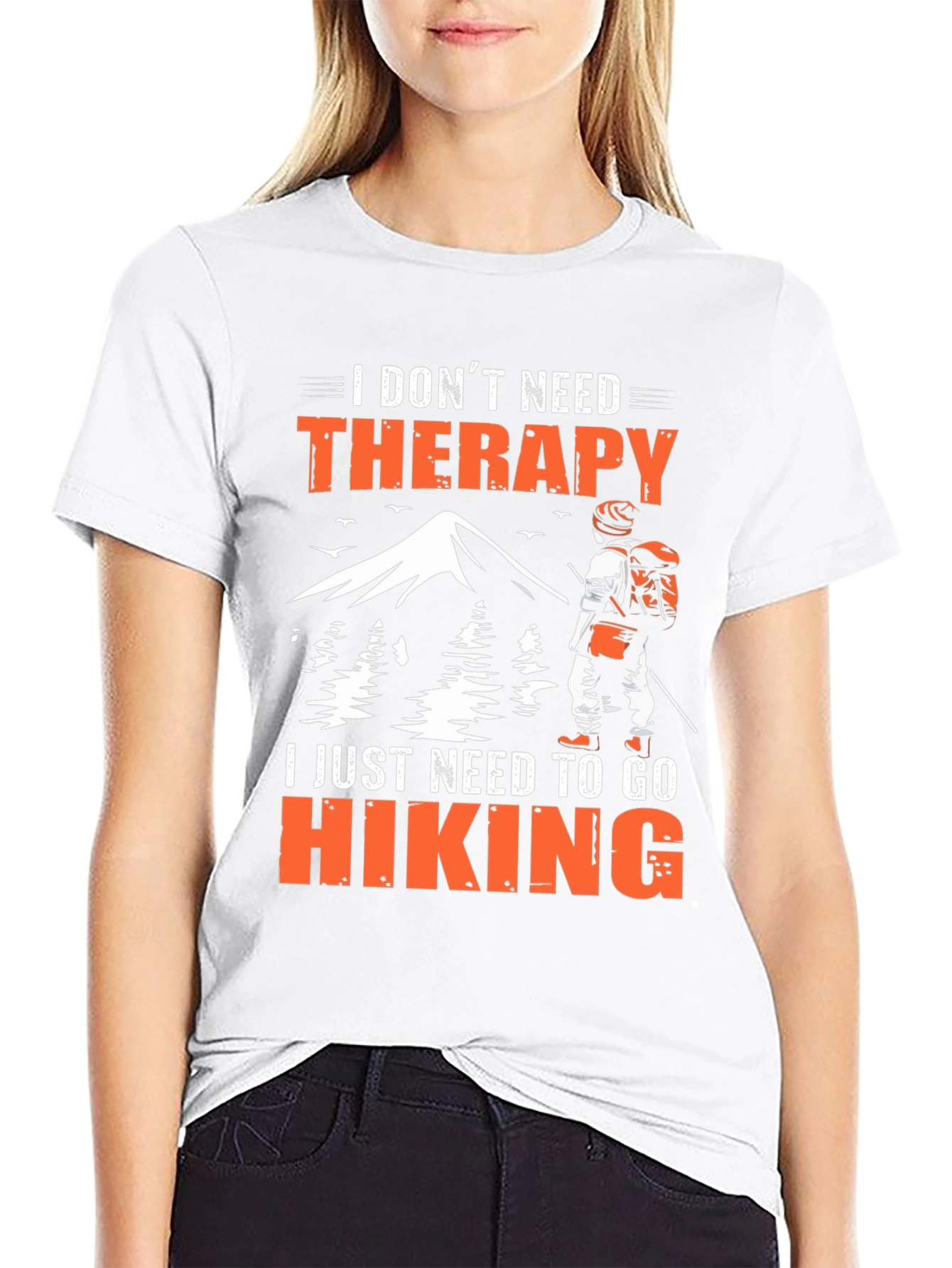 Black Hiking Therapy Graphic T-Shirt view 9