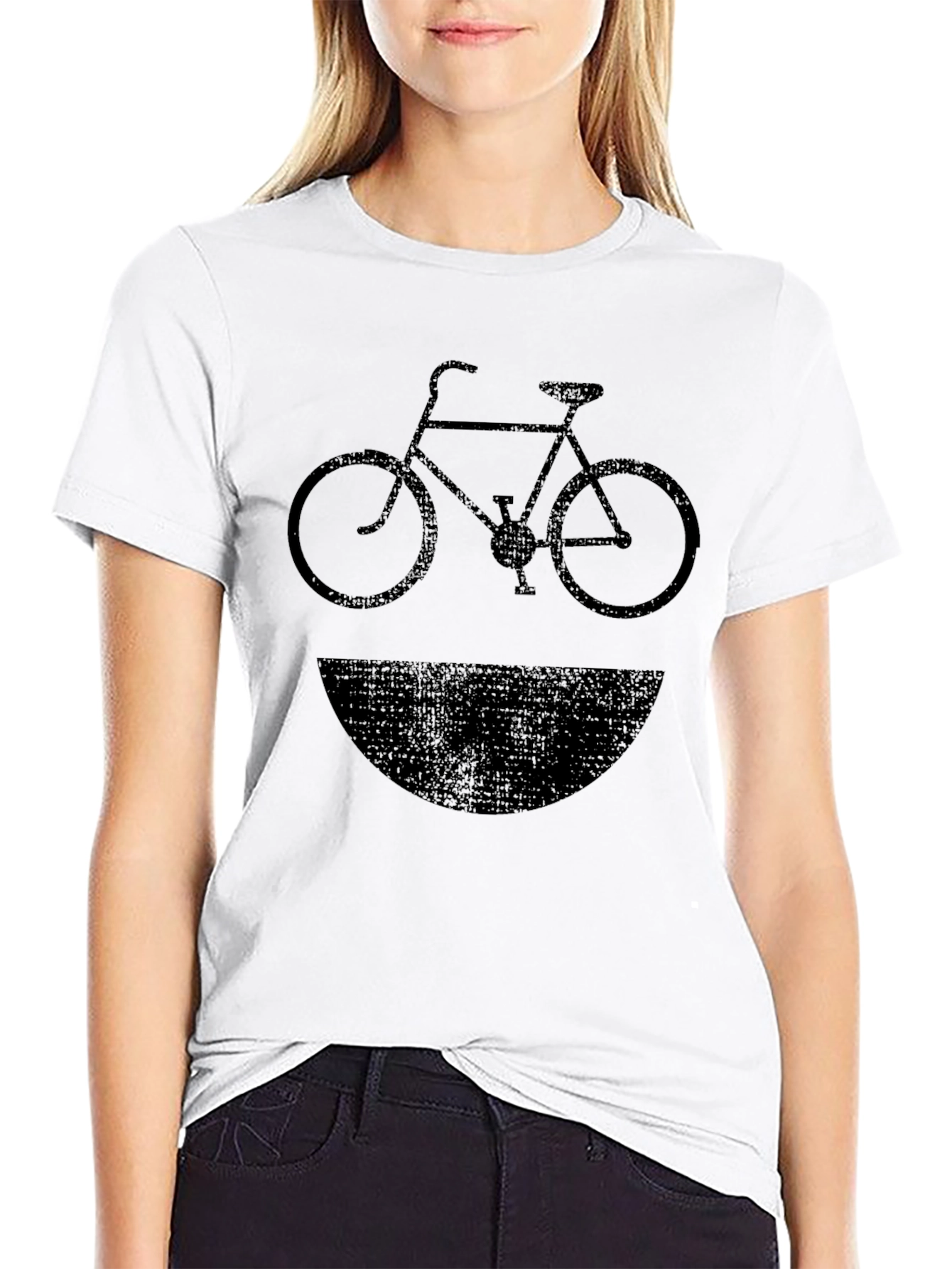 Black Vintage Bike Graphic T-Shirt - Black Crew Neck view 9