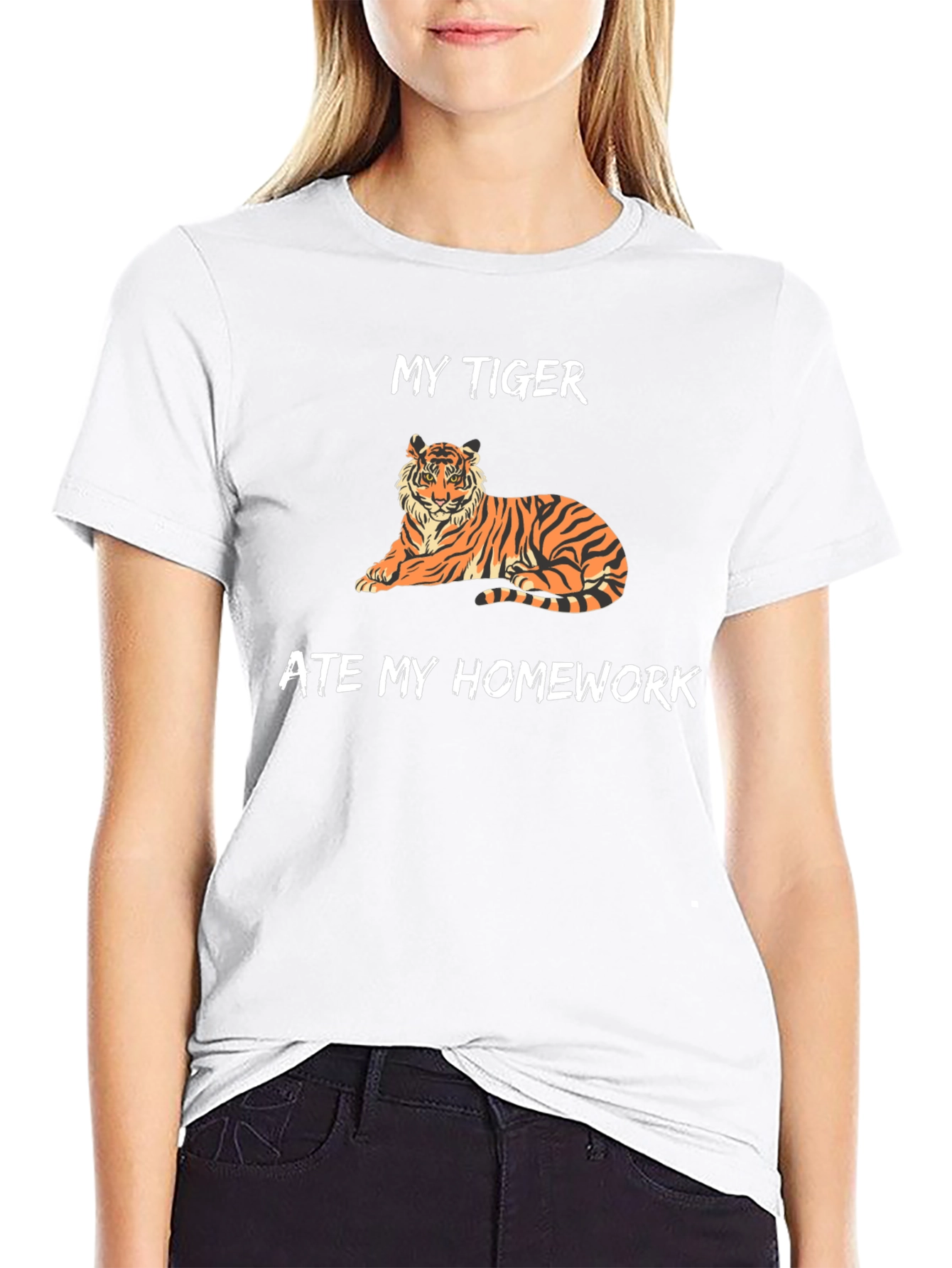 Black My Tiger Ate My Homework Funny T-Shirt view 9