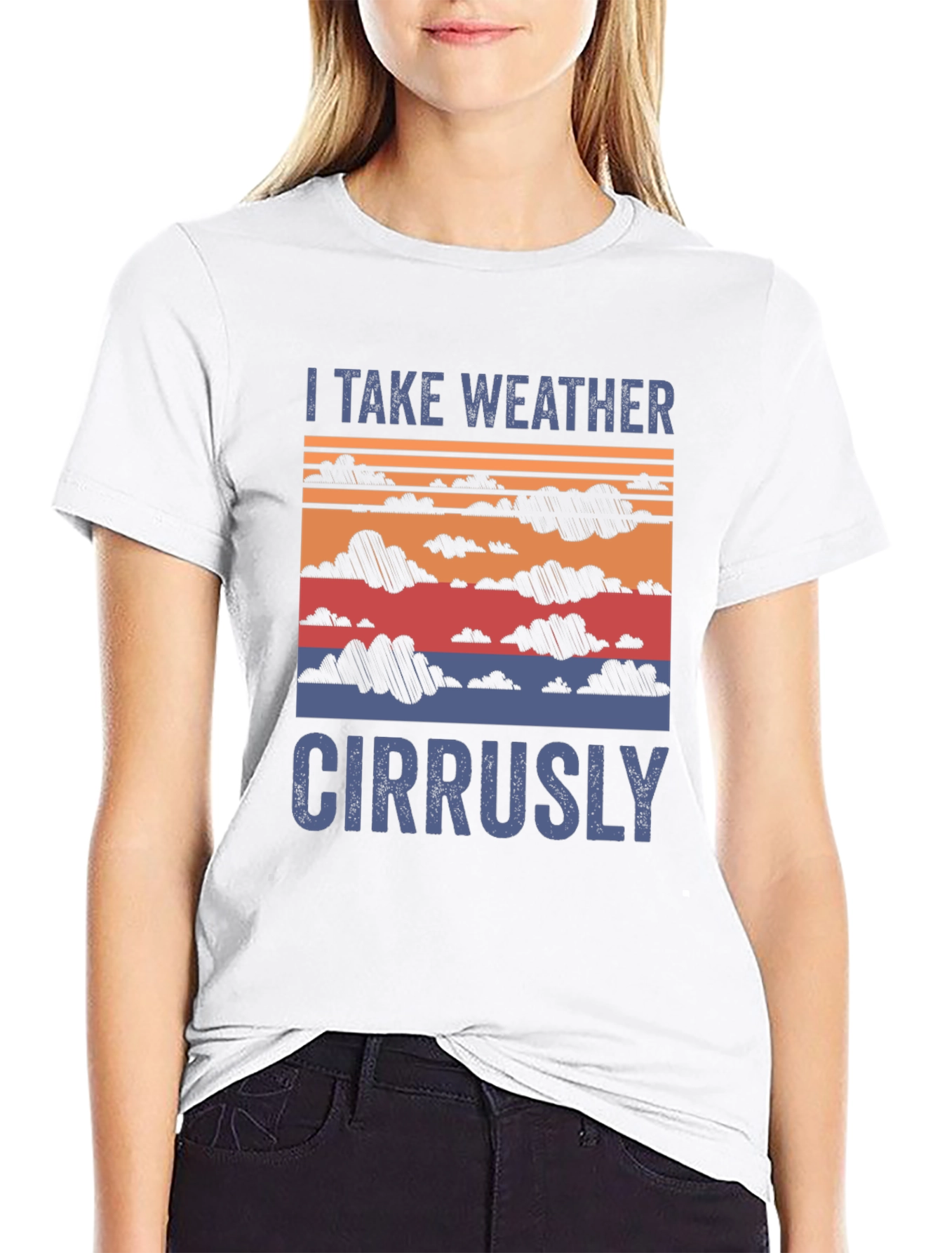Black I Take Weather Cirrusly T-Shirt - Funny Weather Pun Tee view 9