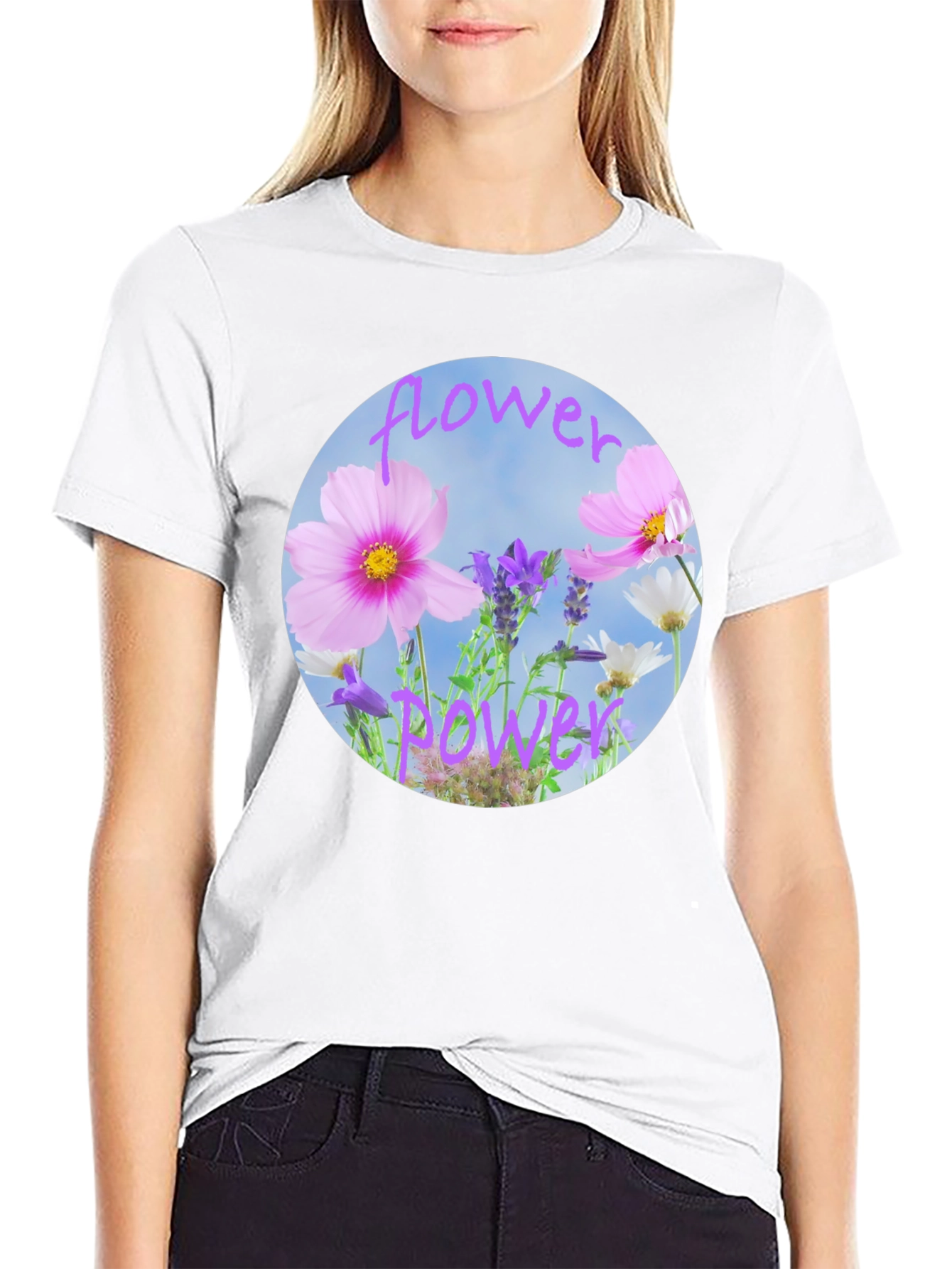 Flower Power Graphic Tee - Black Cotton T-Shirt - 9