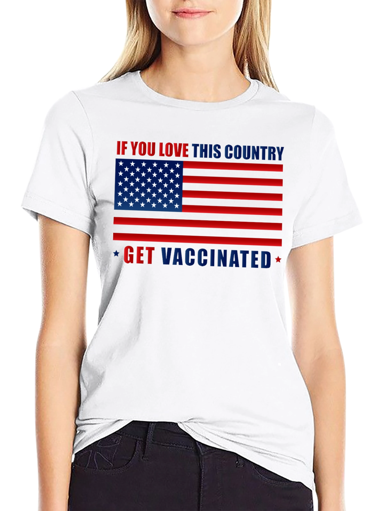 Black Patriotic Vaccination T-Shirt view 9