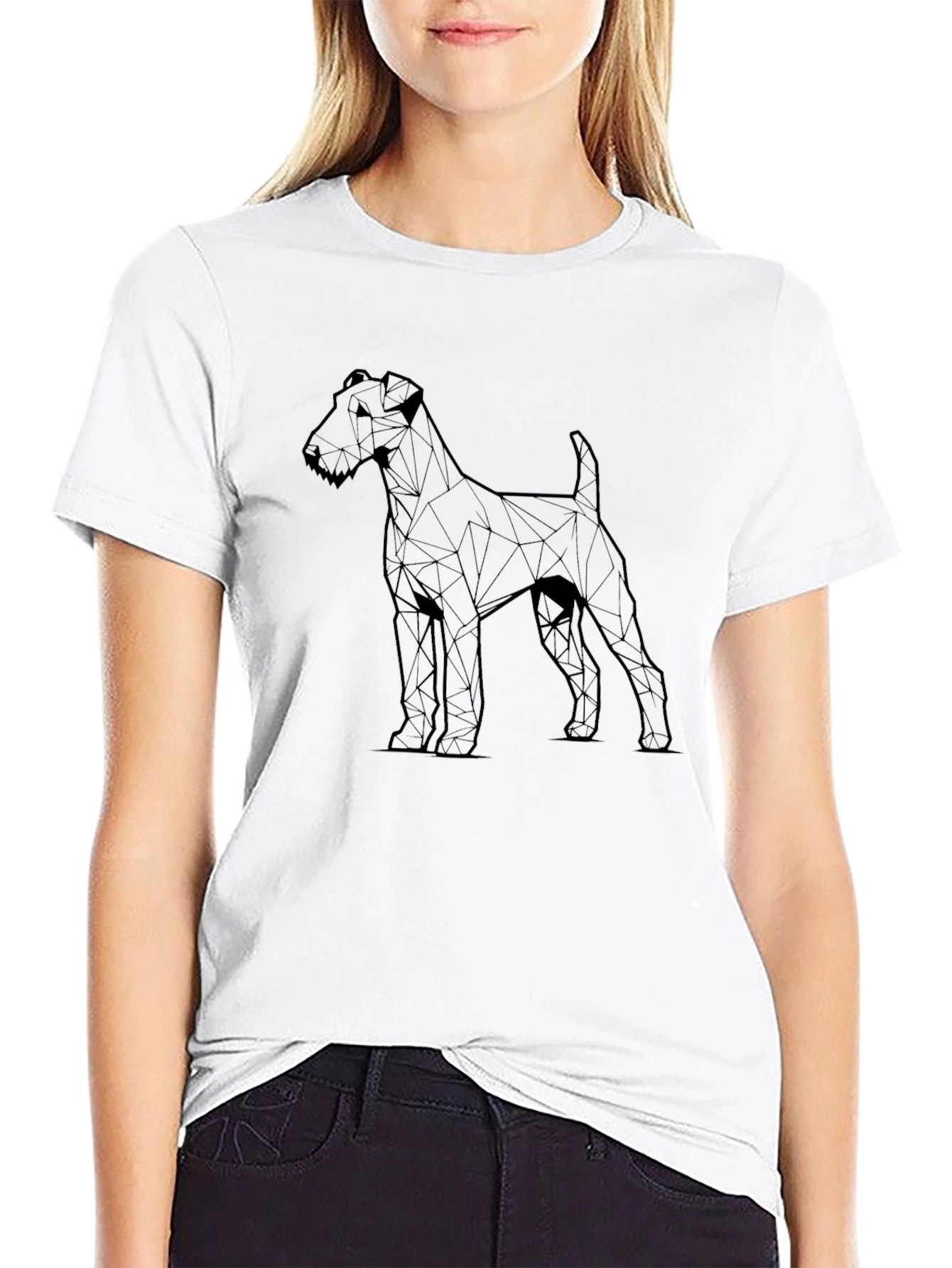 Black Geometric Dog Graphic Tee - Men's Black T-Shirt view 9