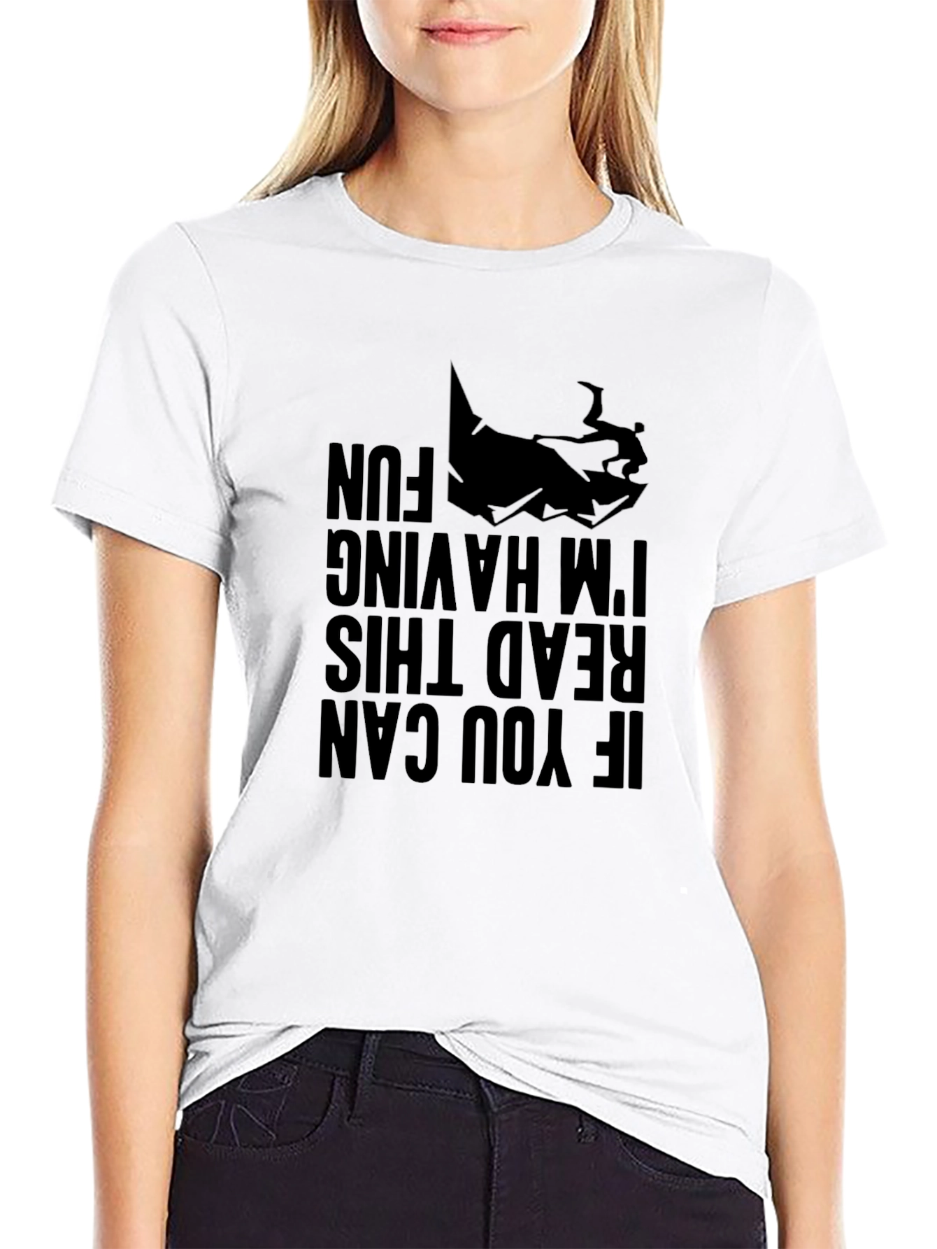 Black Funny Upside Down Graphic Tee - If You Can Read This T-Shirt view 9