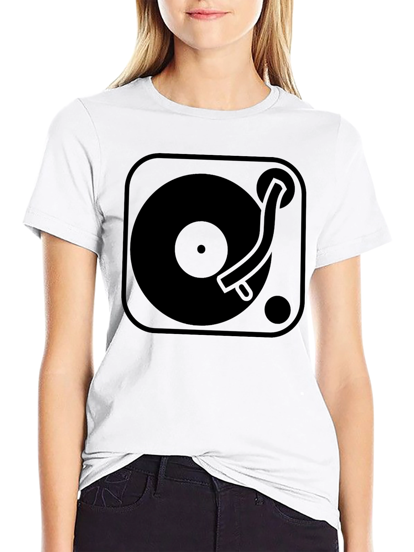 Black Turntable Graphic Tee - Vintage DJ T-Shirt view 9
