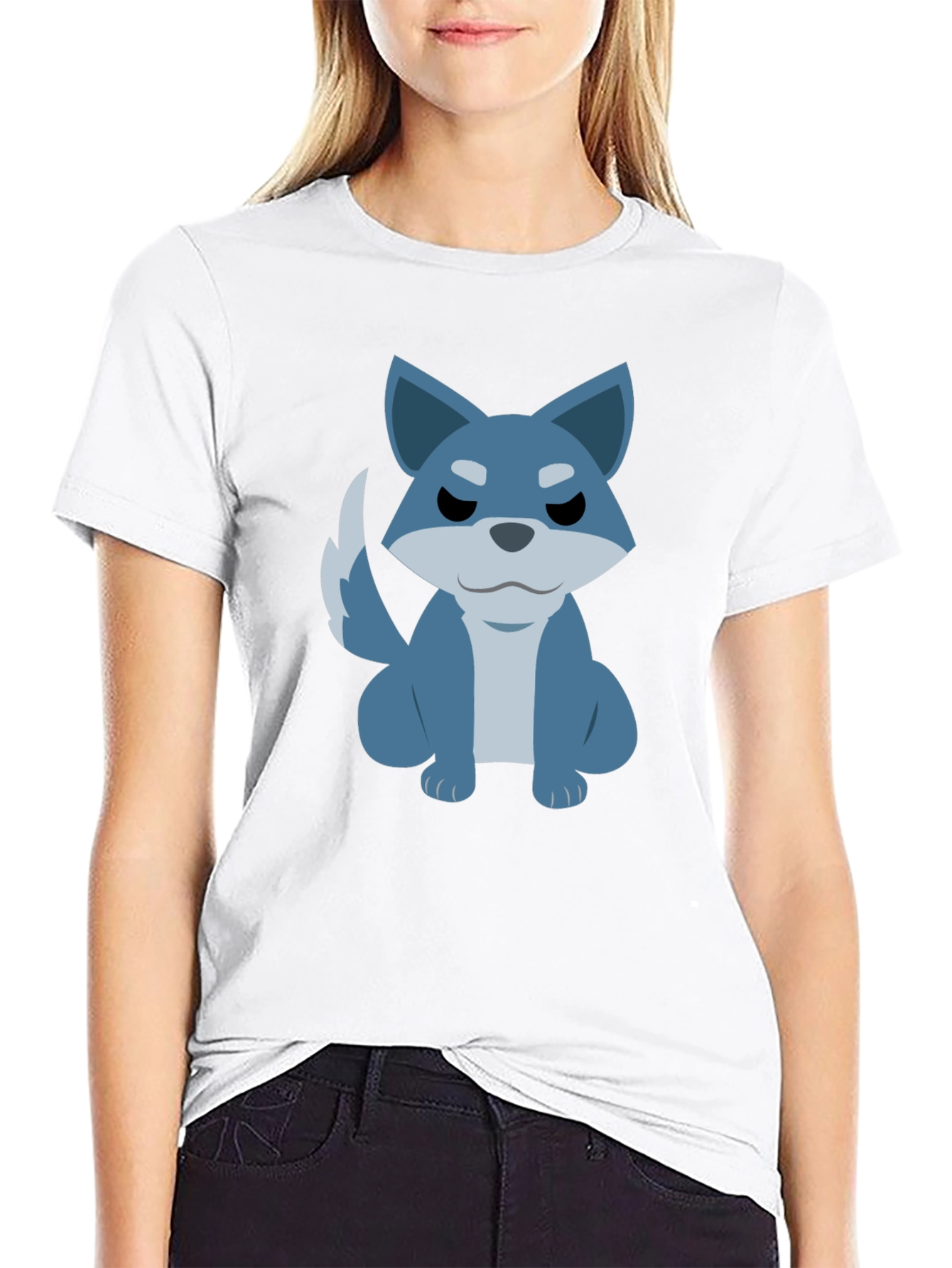 Black Cartoon Wolf Graphic Tee - Casual Black T-Shirt view 9