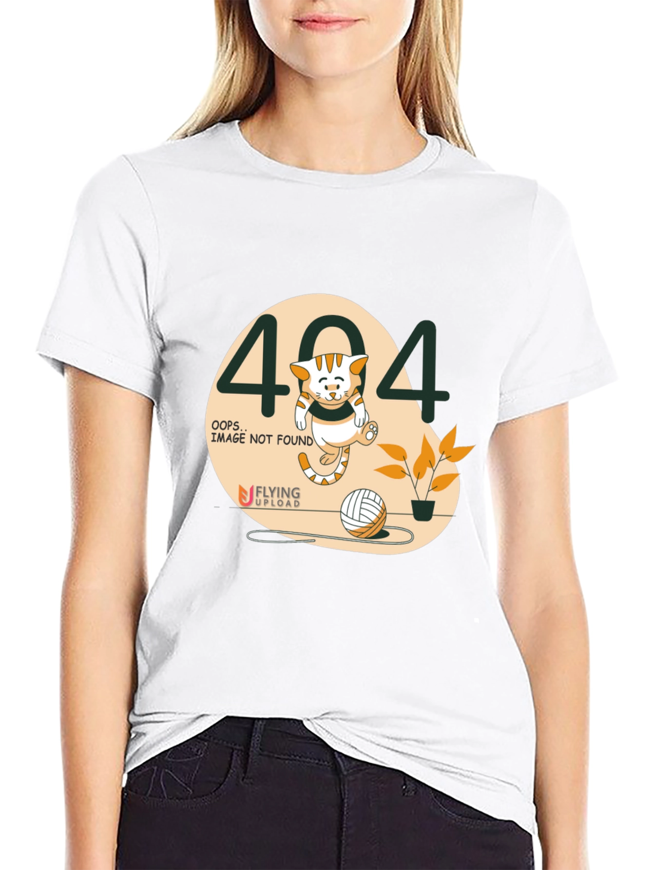 Black 404 Error Cat T-Shirt view 9