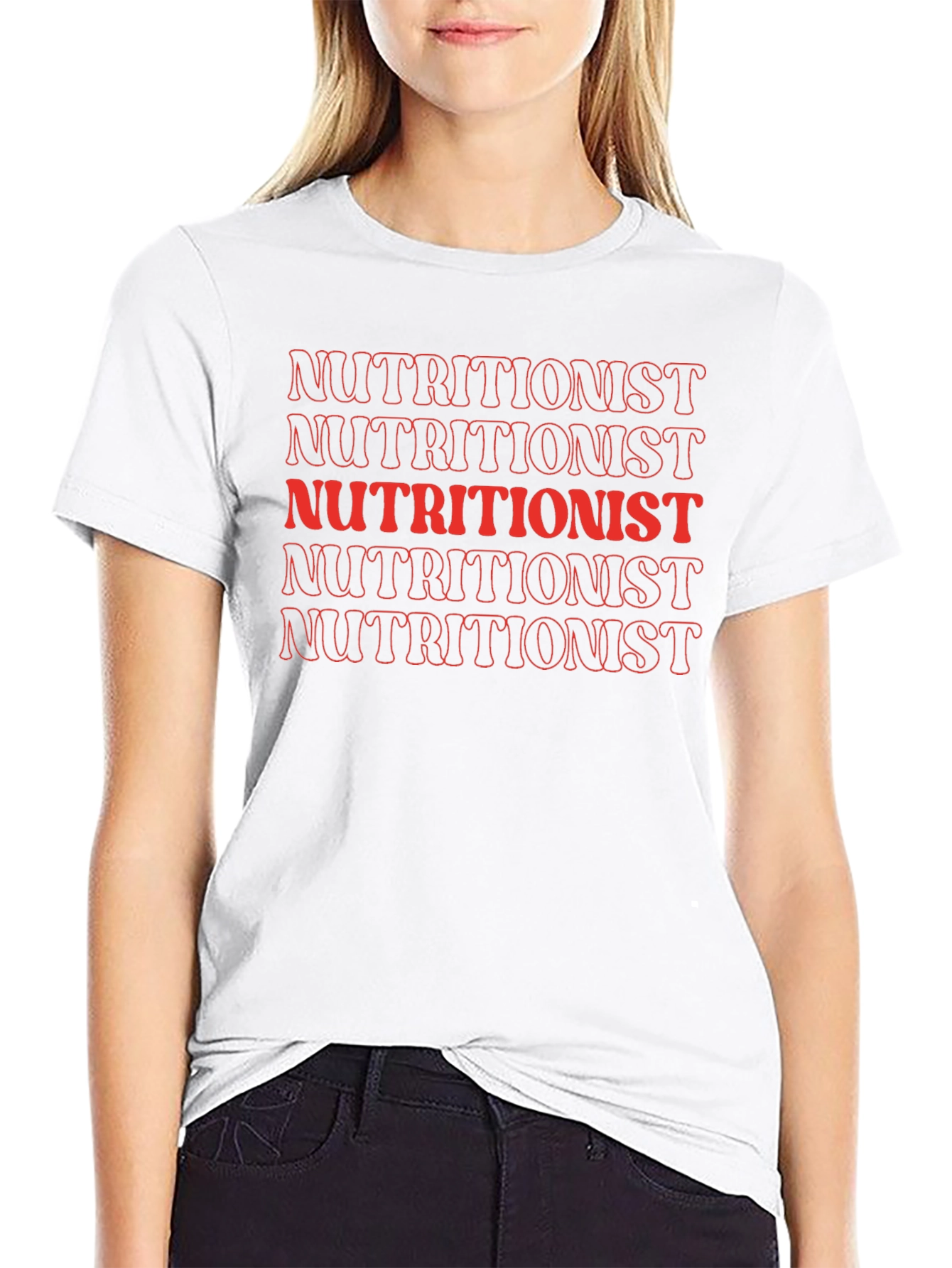 Black Nutritionist T-Shirt - Red Retro Text Design view 9