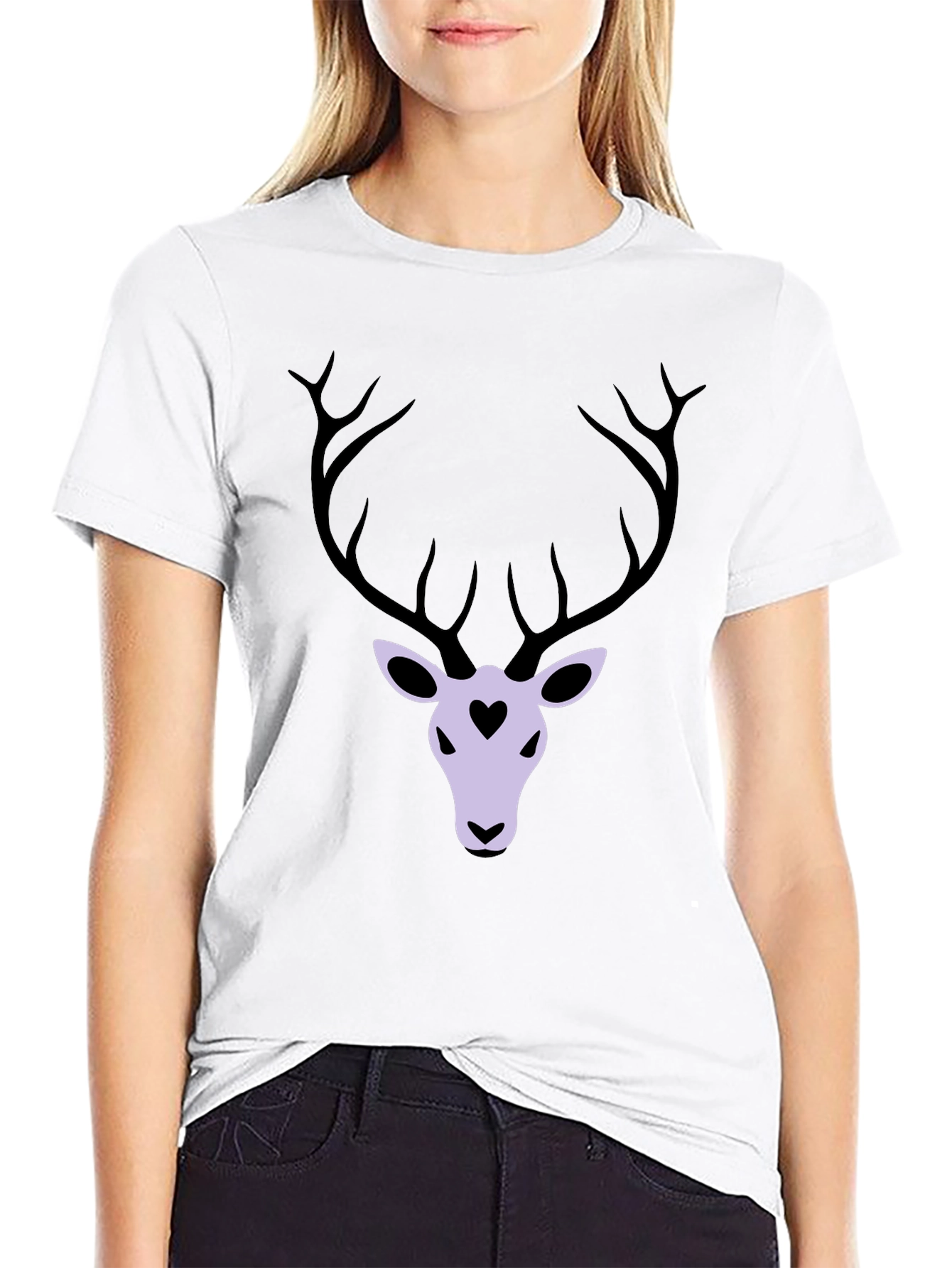Black Deer Heart Graphic T-Shirt - Black view 9