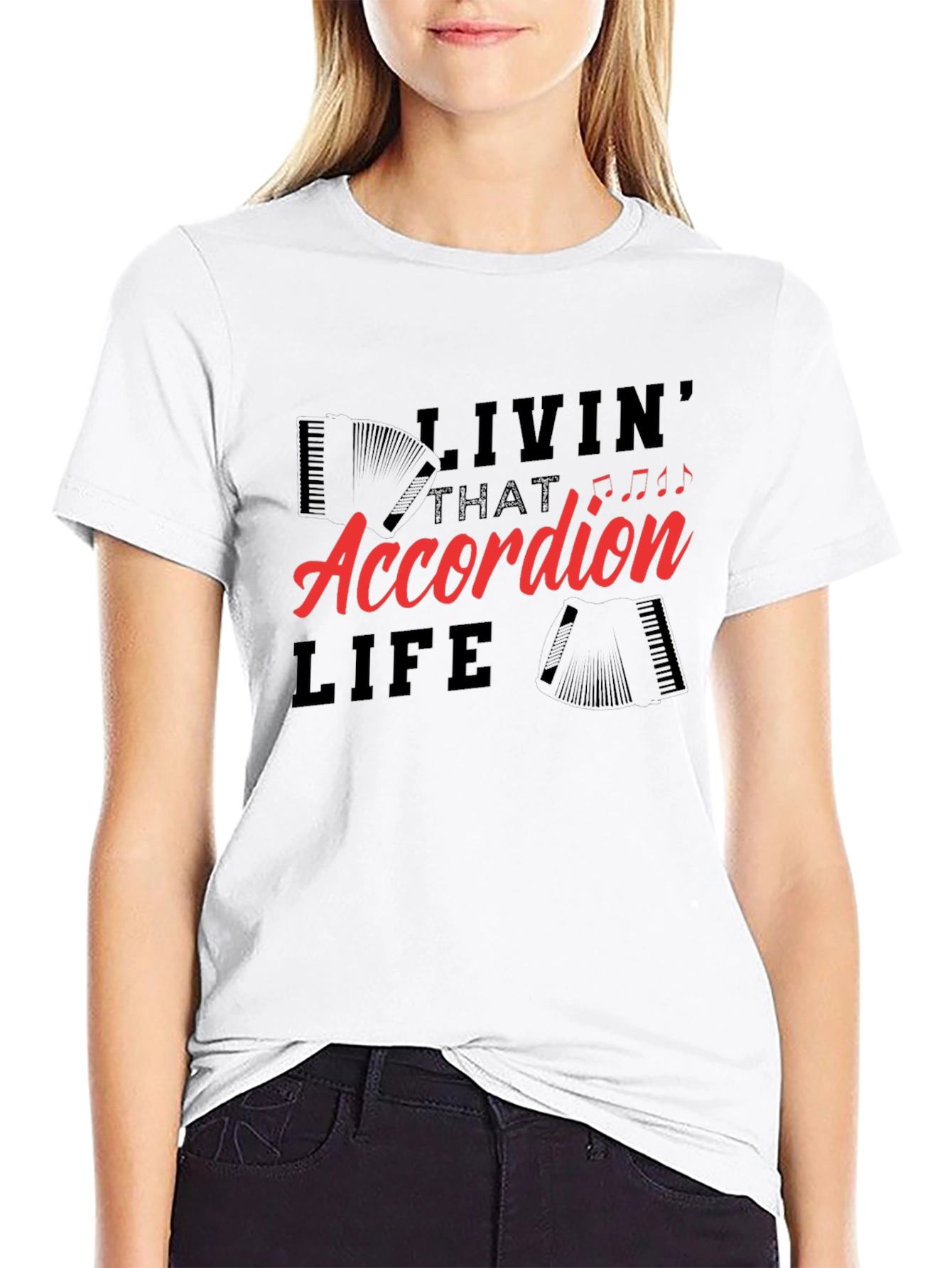 Black Accordion Life T-Shirt - Musician Tee view 9