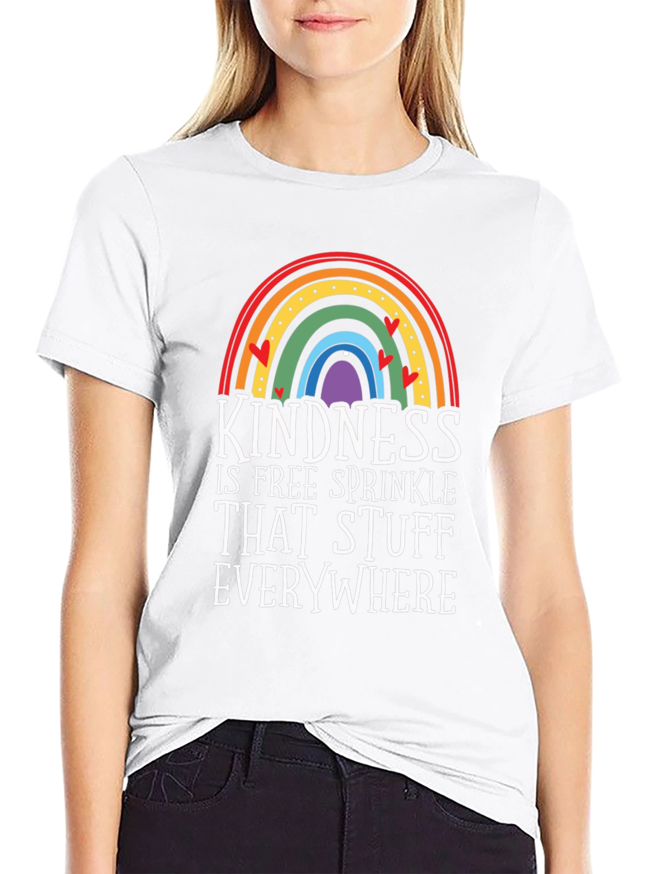 Black Kindness Rainbow Graphic Tee view 9