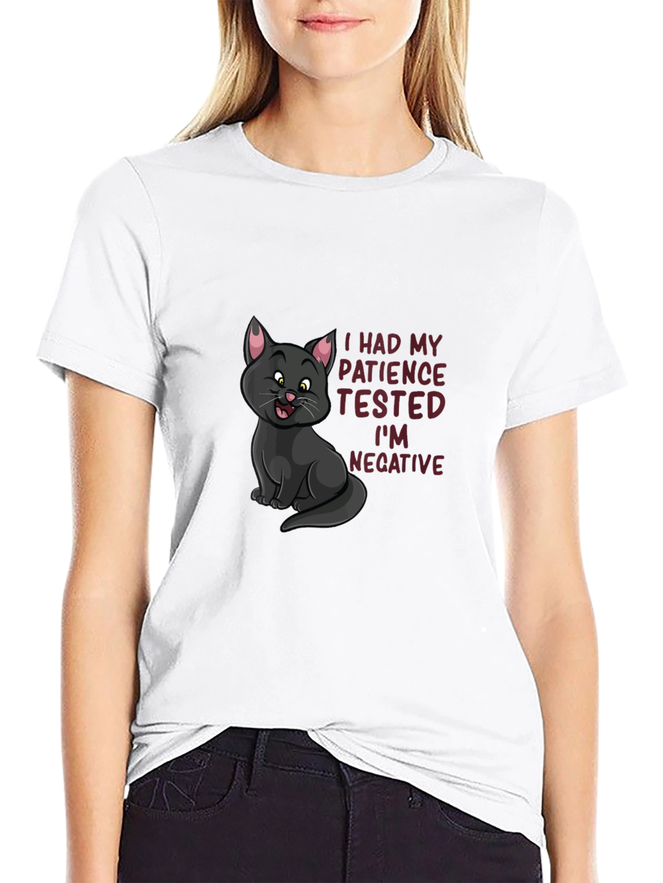Black Patience Tested Negative Cat T-Shirt view 9